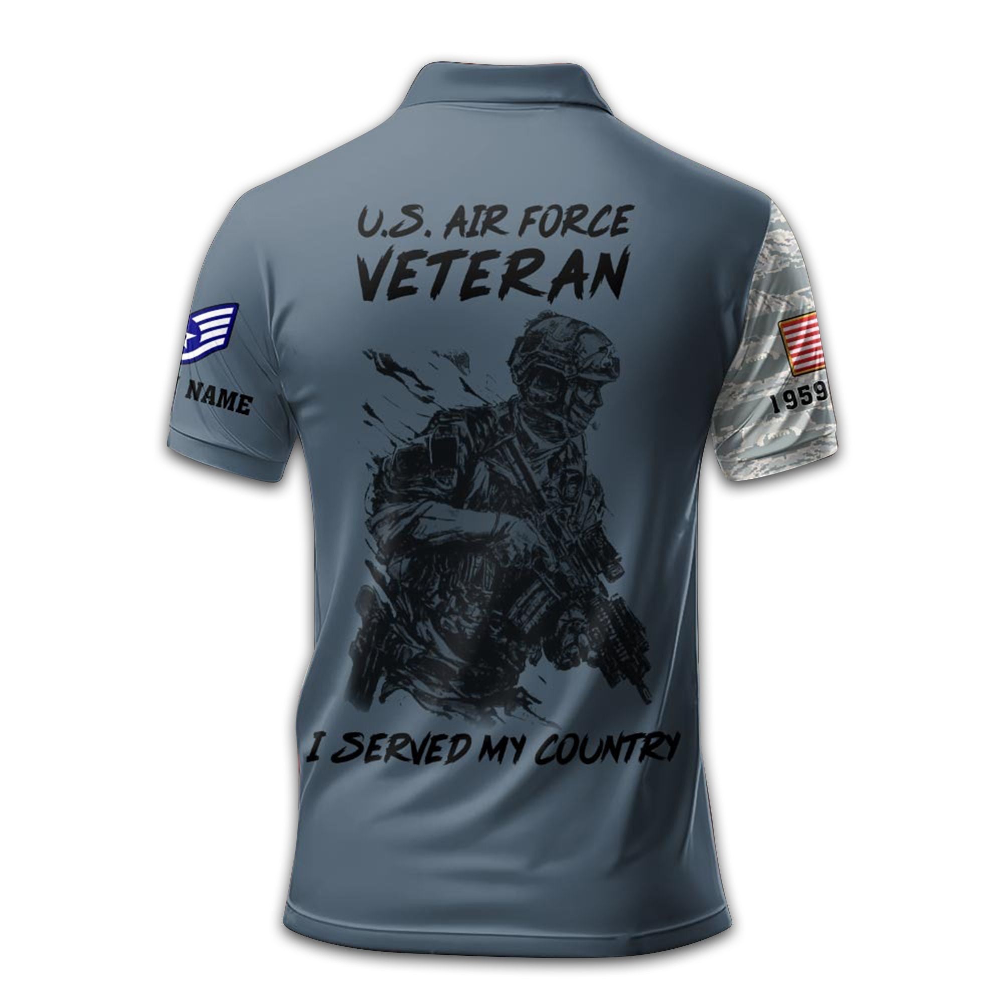 Premium USAF Polo Shirt VPVC212004, Custom Name, Rank, Year, Gifts For Air Force Veteran, Best Gifts On Father's Day, Armed Forces Day, Independence Day, Veterans Day.