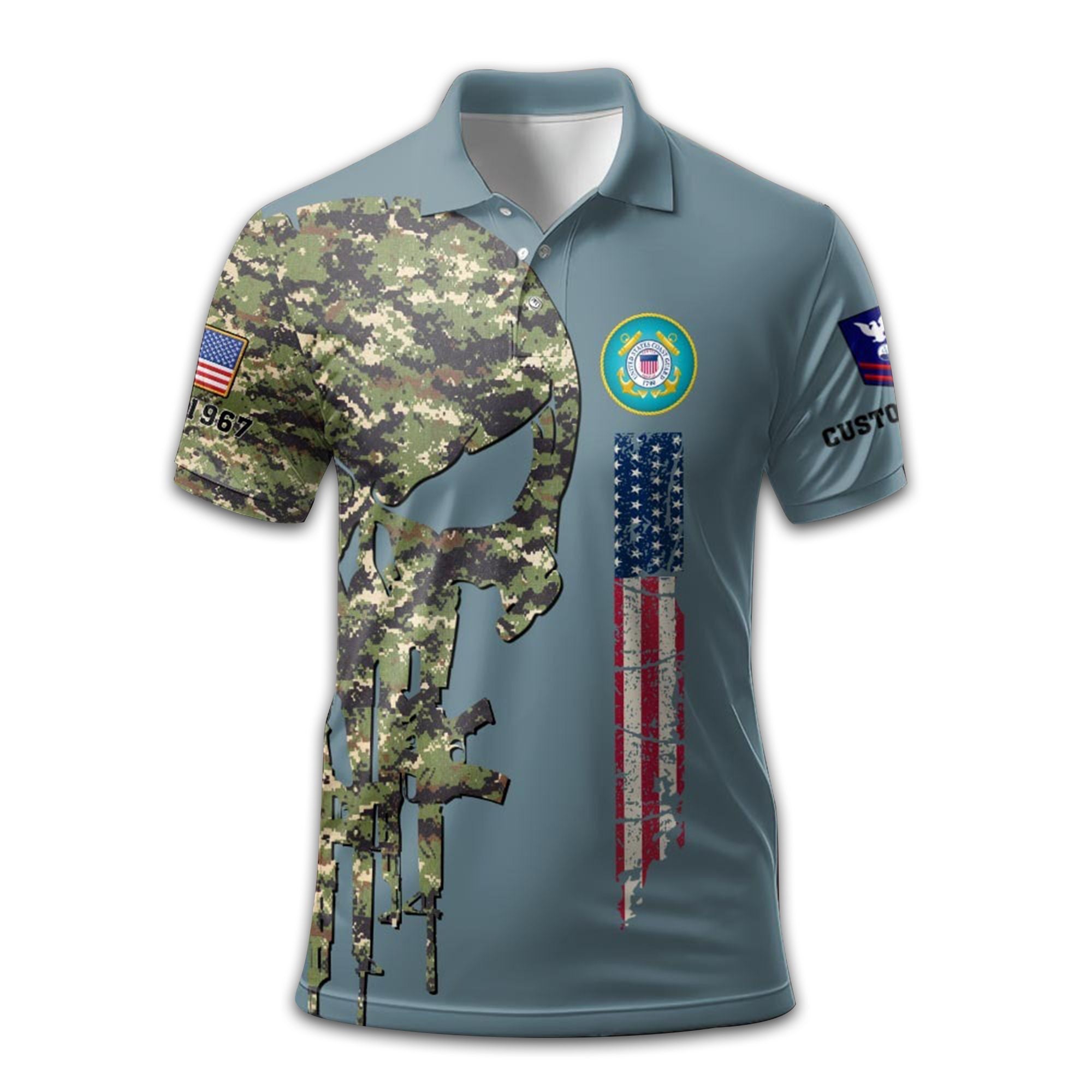 Premium USCG Polo Shirt VPVC212005, Custom Name, Rank, Year, Gifts For Coast Guard Veteran, Best Gifts On Father's Day, Armed Forces Day, Independence Day, Veterans Day.