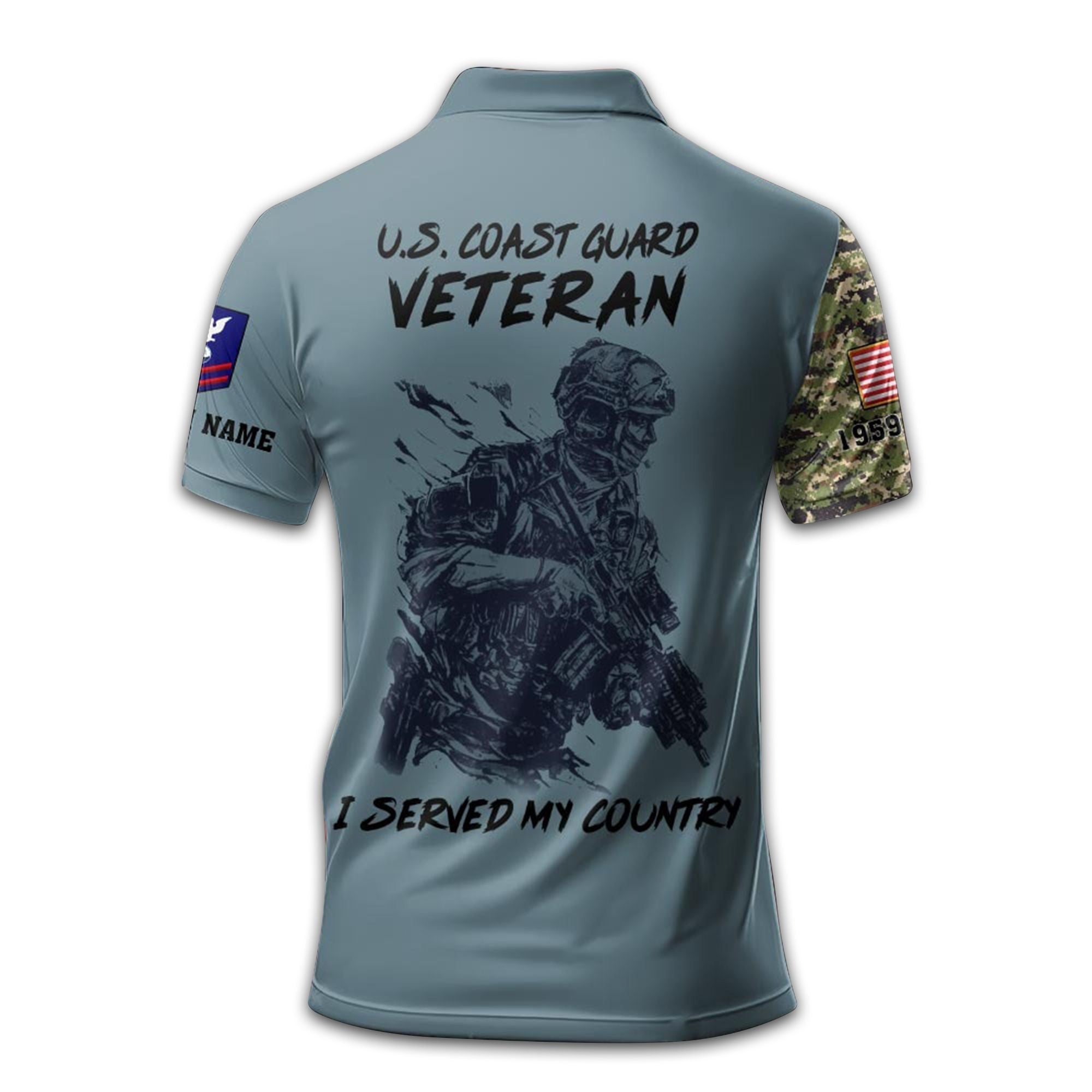 Premium USCG Polo Shirt VPVC212005, Custom Name, Rank, Year, Gifts For Coast Guard Veteran, Best Gifts On Father's Day, Armed Forces Day, Independence Day, Veterans Day.