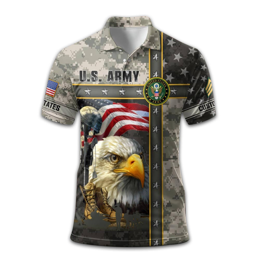 Premium Custom US Army Polo Shirt VPVC212006, Gifts For Army Veteran, Best Gifts On Father's Day, Armed Forces Day, Independence Day, Veterans Day.