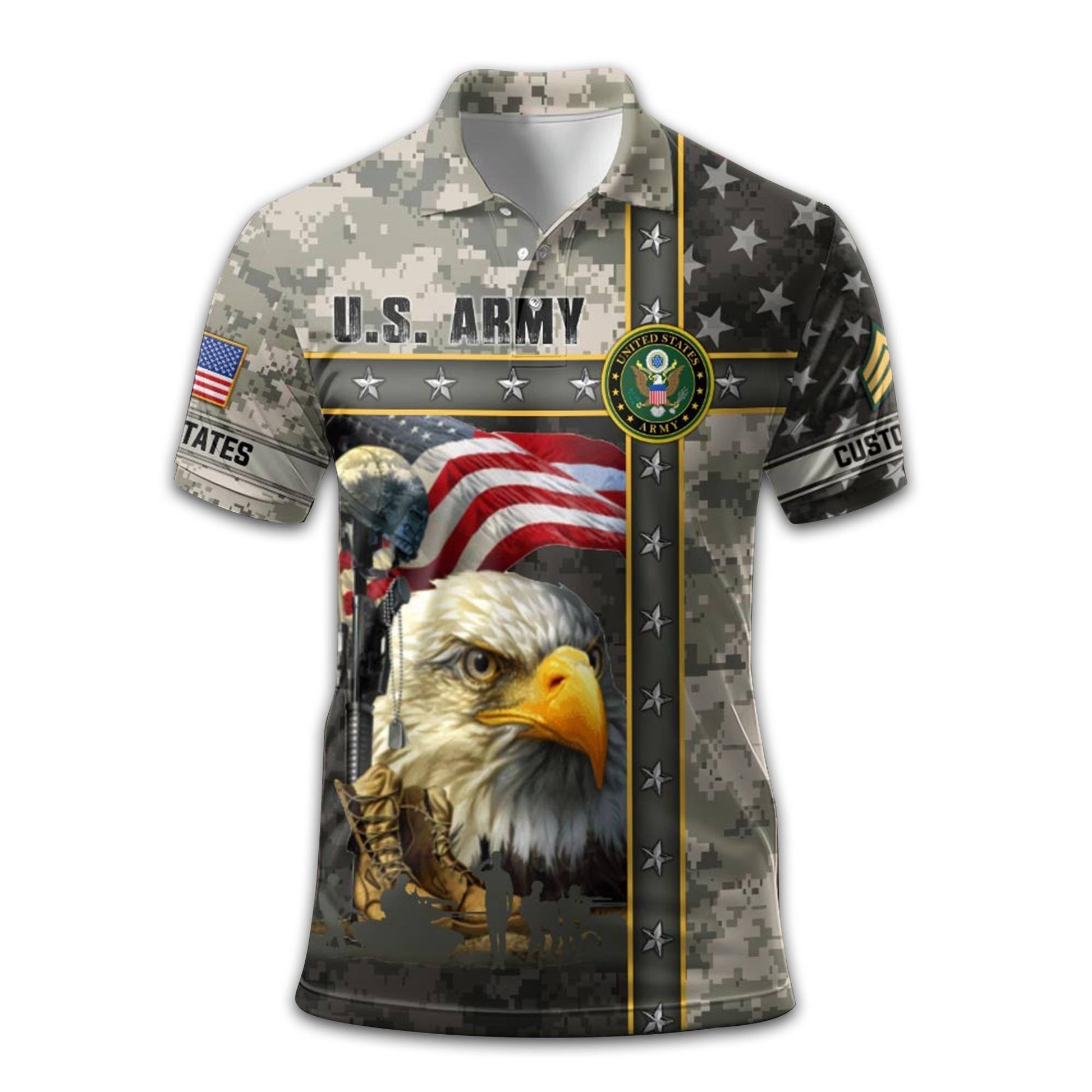 Premium Custom US Army Polo Shirt VPVC212006, Gifts For Army Veteran, Best Gifts On Father's Day, Armed Forces Day, Independence Day, Veterans Day.