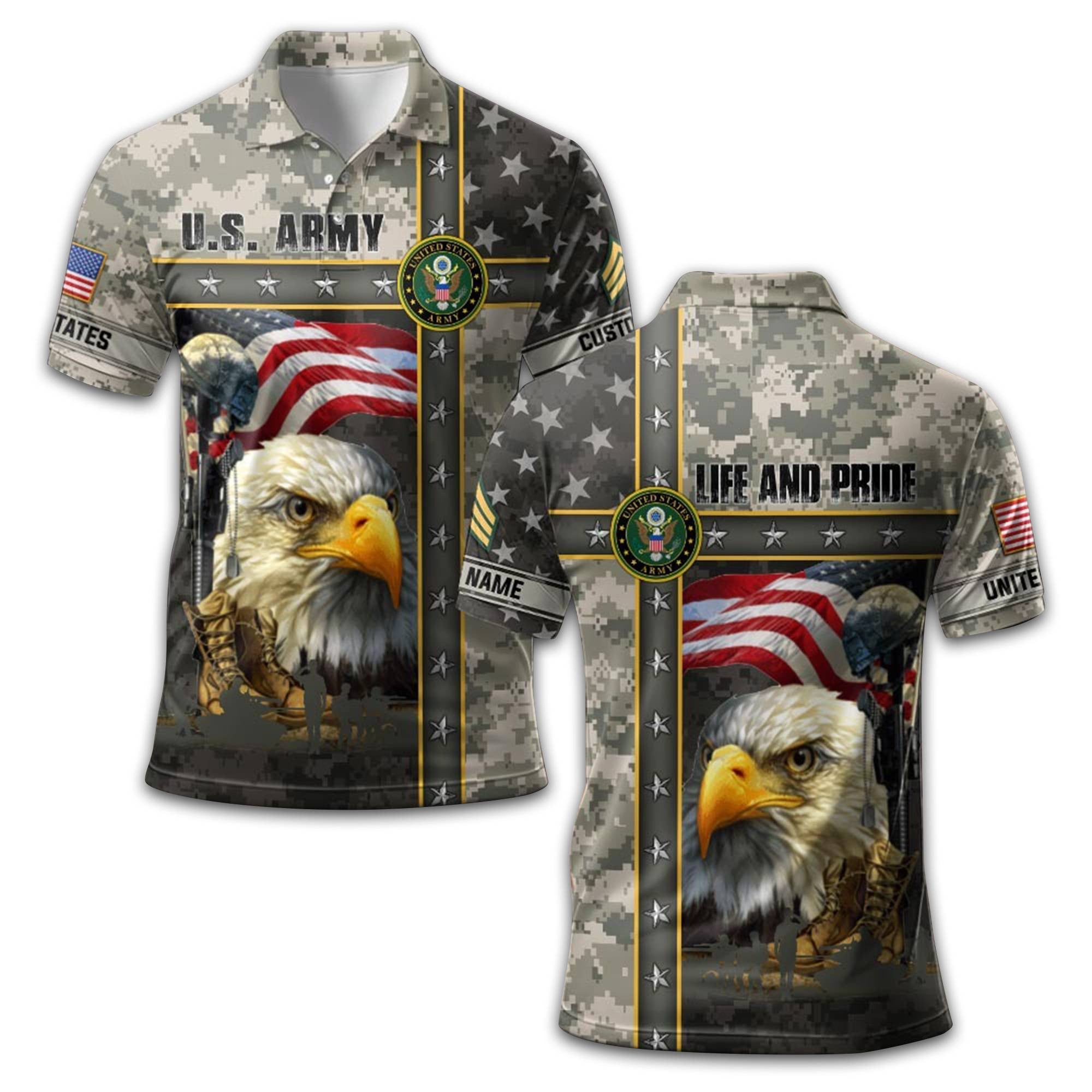 Premium Custom US Army Polo Shirt VPVC212006, Gifts For Army Veteran, Best Gifts On Father's Day, Armed Forces Day, Independence Day, Veterans Day.