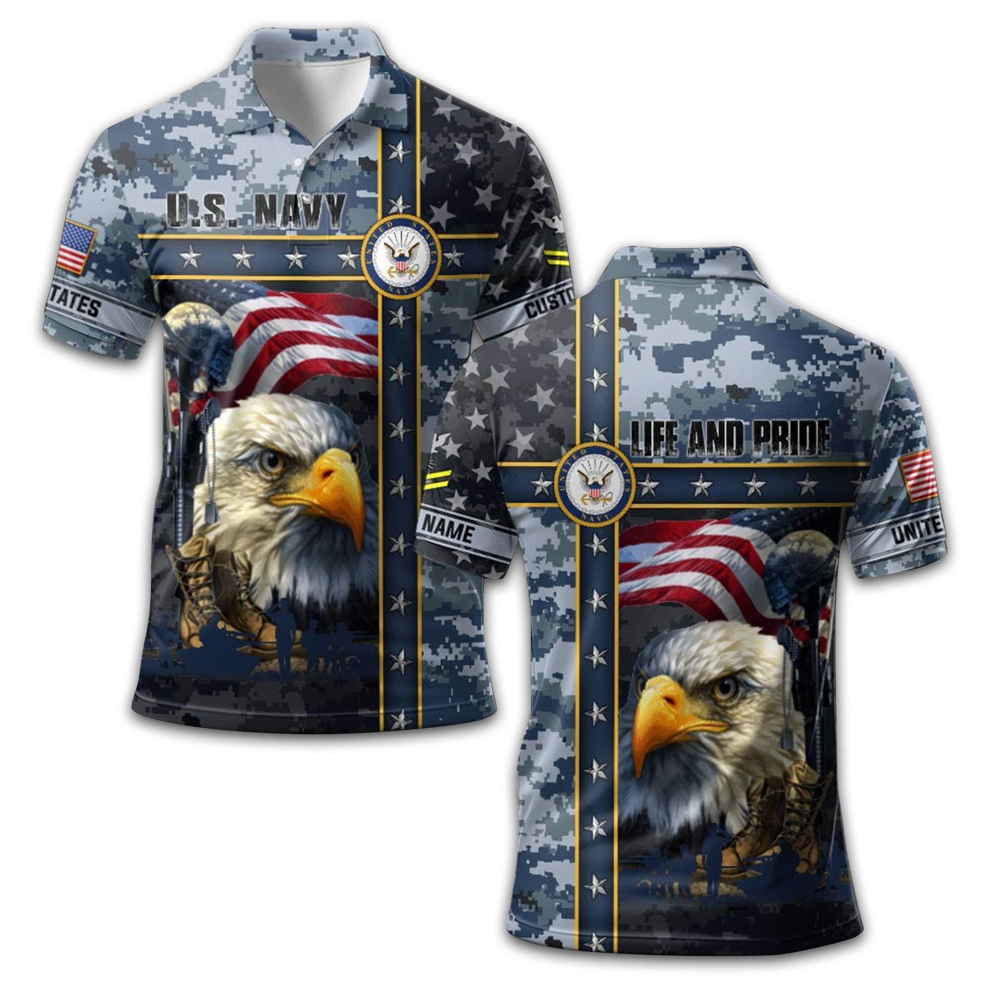Premium Custom US Navy Polo Shirt VPVC212007, Gifts For Navy Veteran, Best Gifts On Father's Day, Armed Forces Day, Independence Day, Veterans Day.