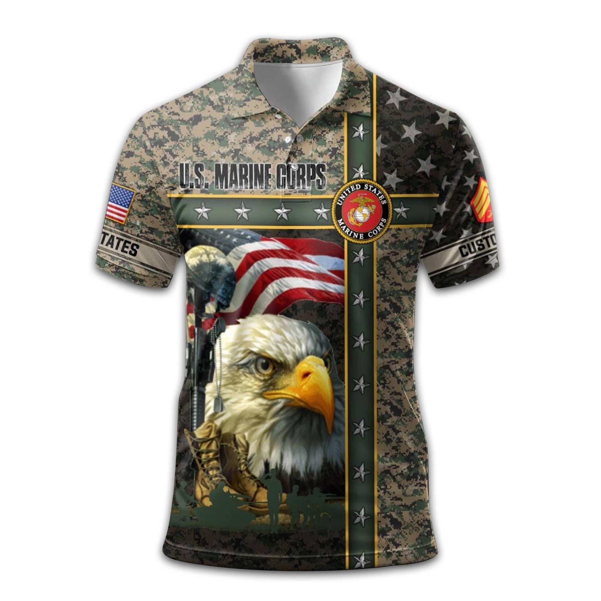 Premium Custom USMC Polo Shirt VPVC212008, Gifts For Marine Veteran, Best Gifts On Father's Day, Armed Forces Day, Independence Day, Veterans Day.