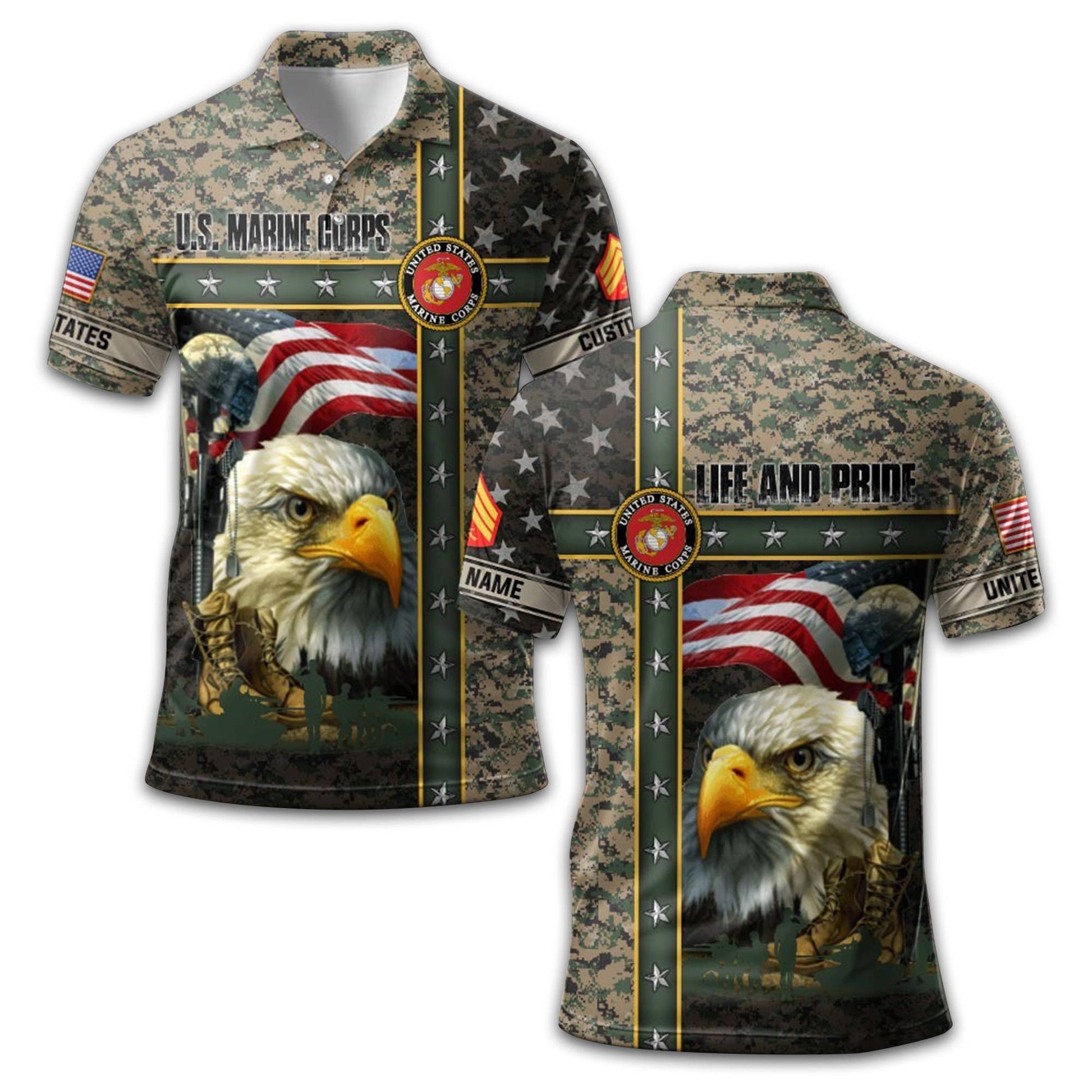 Premium Custom USMC Polo Shirt VPVC212008, Gifts For Marine Veteran, Best Gifts On Father's Day, Armed Forces Day, Independence Day, Veterans Day.