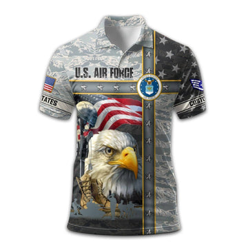Premium Custom USAF Polo Shirt VPVC212009, Gifts For Air Force Veteran, Best Gifts On Father's Day, Armed Forces Day, Independence Day, Veterans Day.