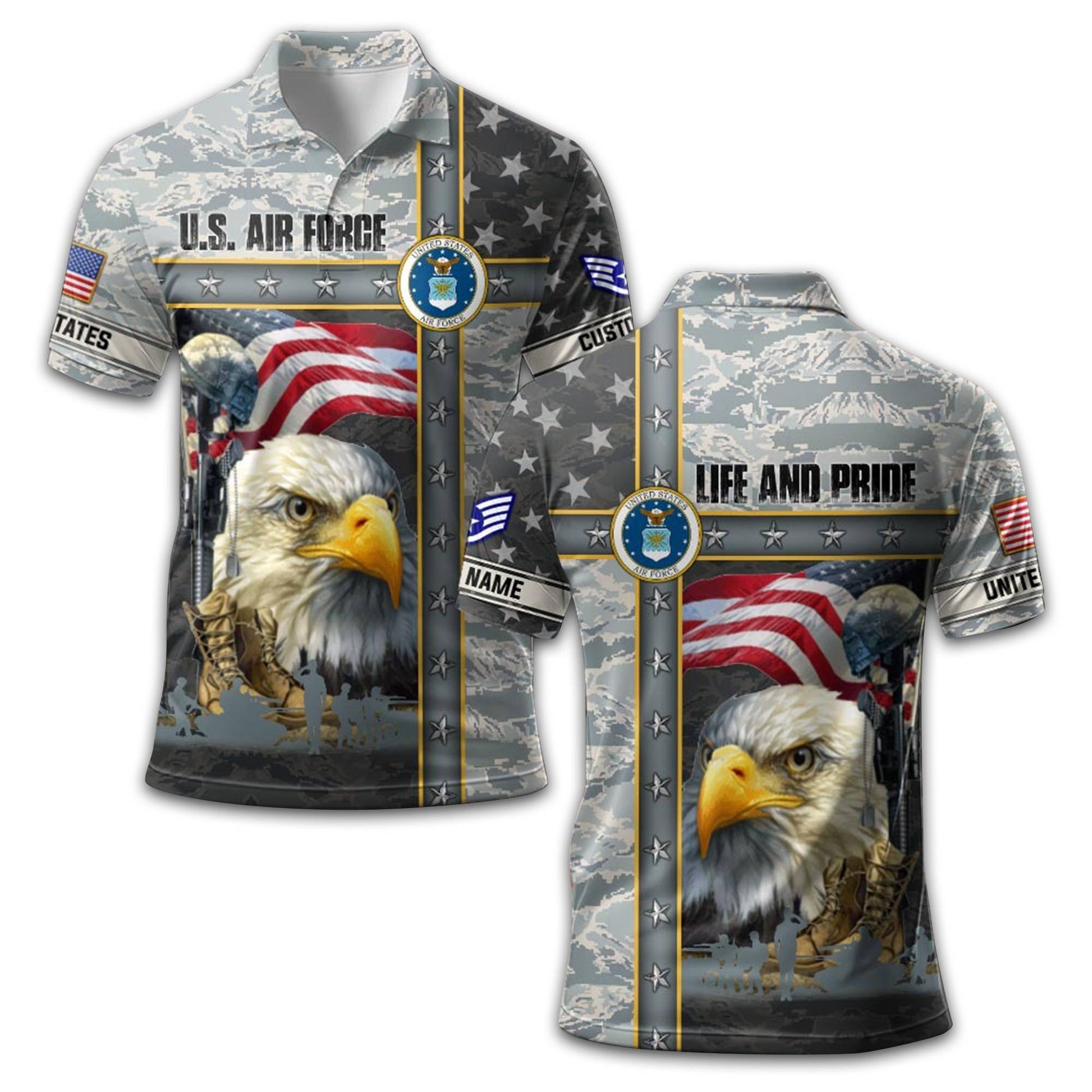 Premium Custom USAF Polo Shirt VPVC212009, Gifts For Air Force Veteran, Best Gifts On Father's Day, Armed Forces Day, Independence Day, Veterans Day.