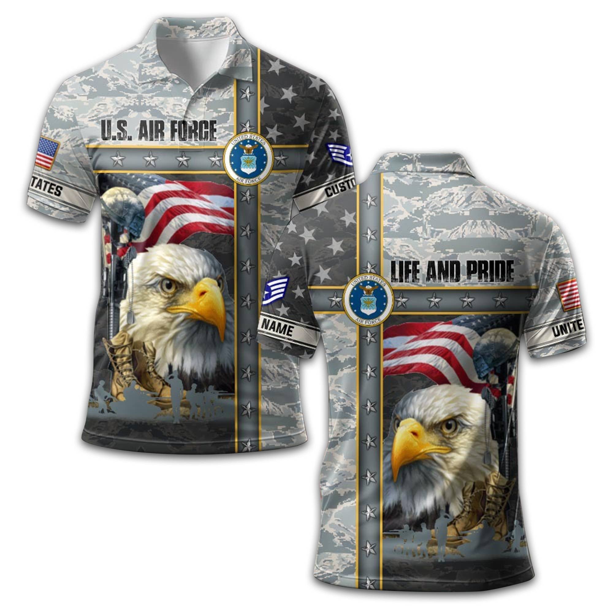 Premium Custom USAF Polo Shirt VPVC212009, Gifts For Air Force Veteran, Best Gifts On Father's Day, Armed Forces Day, Independence Day, Veterans Day.