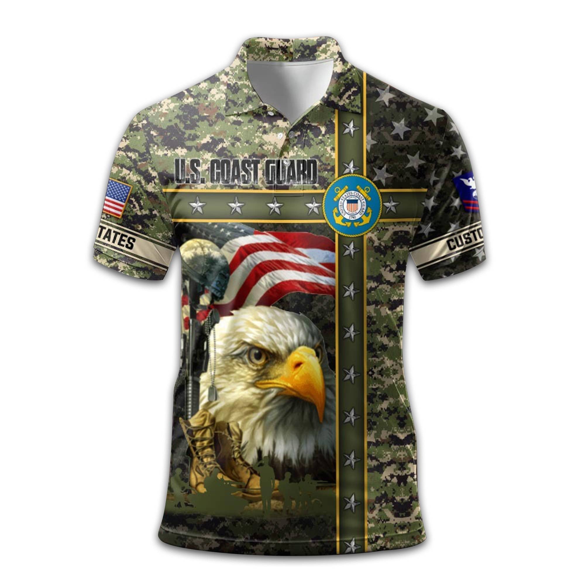 Premium Custom USCG Polo Shirt VPVC212010, Gifts For Coast Guard Veteran, Best Gifts On Father's Day, Armed Forces Day, Independence Day, Veterans Day.