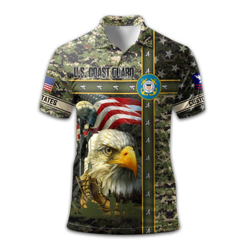 Premium Custom USCG Polo Shirt VPVC212010, Gifts For Coast Guard Veteran, Best Gifts On Father's Day, Armed Forces Day, Independence Day, Veterans Day.
