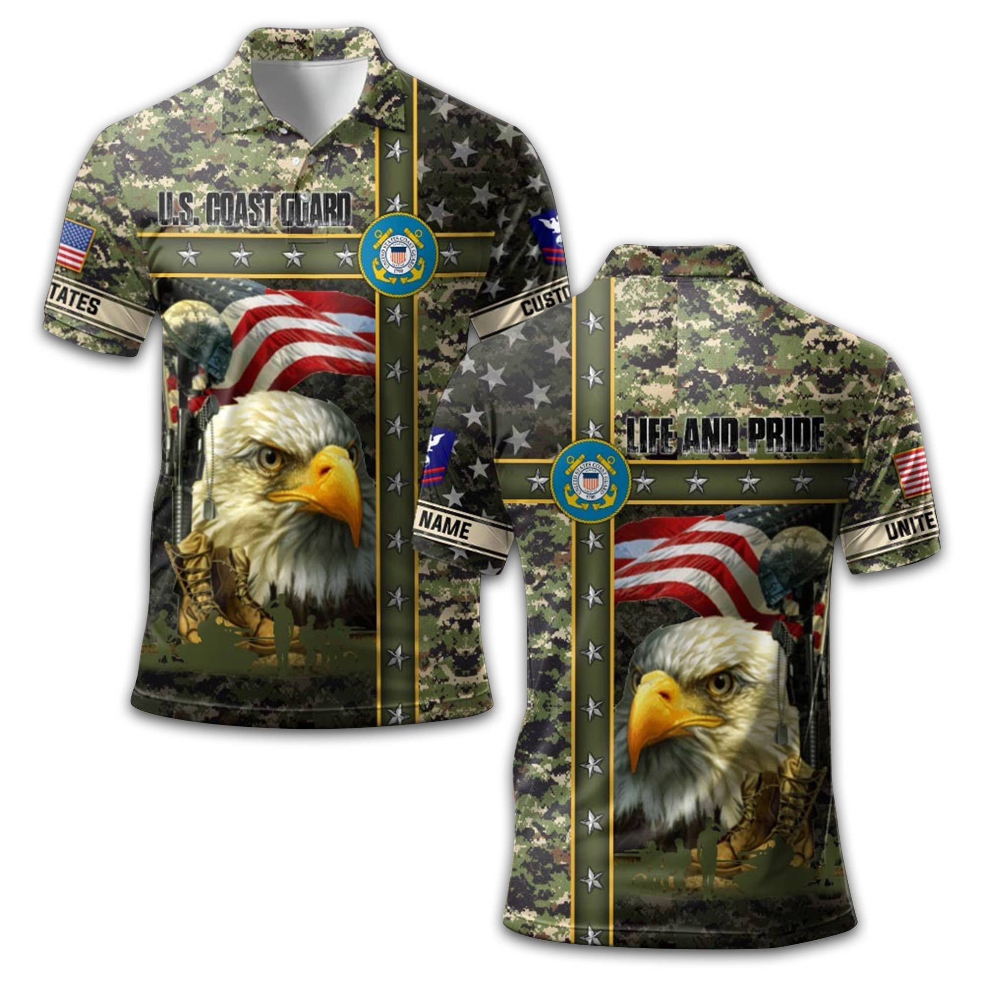 Premium Custom USCG Polo Shirt VPVC212010, Gifts For Coast Guard Veteran, Best Gifts On Father's Day, Armed Forces Day, Independence Day, Veterans Day.