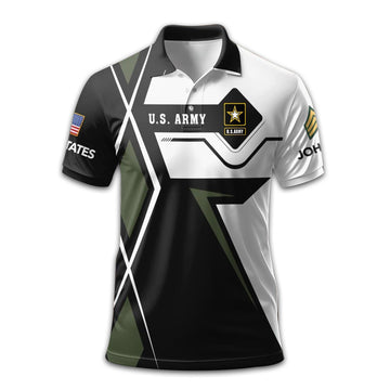 Unique Custom Name, Rank US Army Polo Shirt VPVC212101, Gifts For Army Veteran, Gifts For Dad, For Husband, Best Gifts On Father's Day, Independence Day, Veterans Day.
