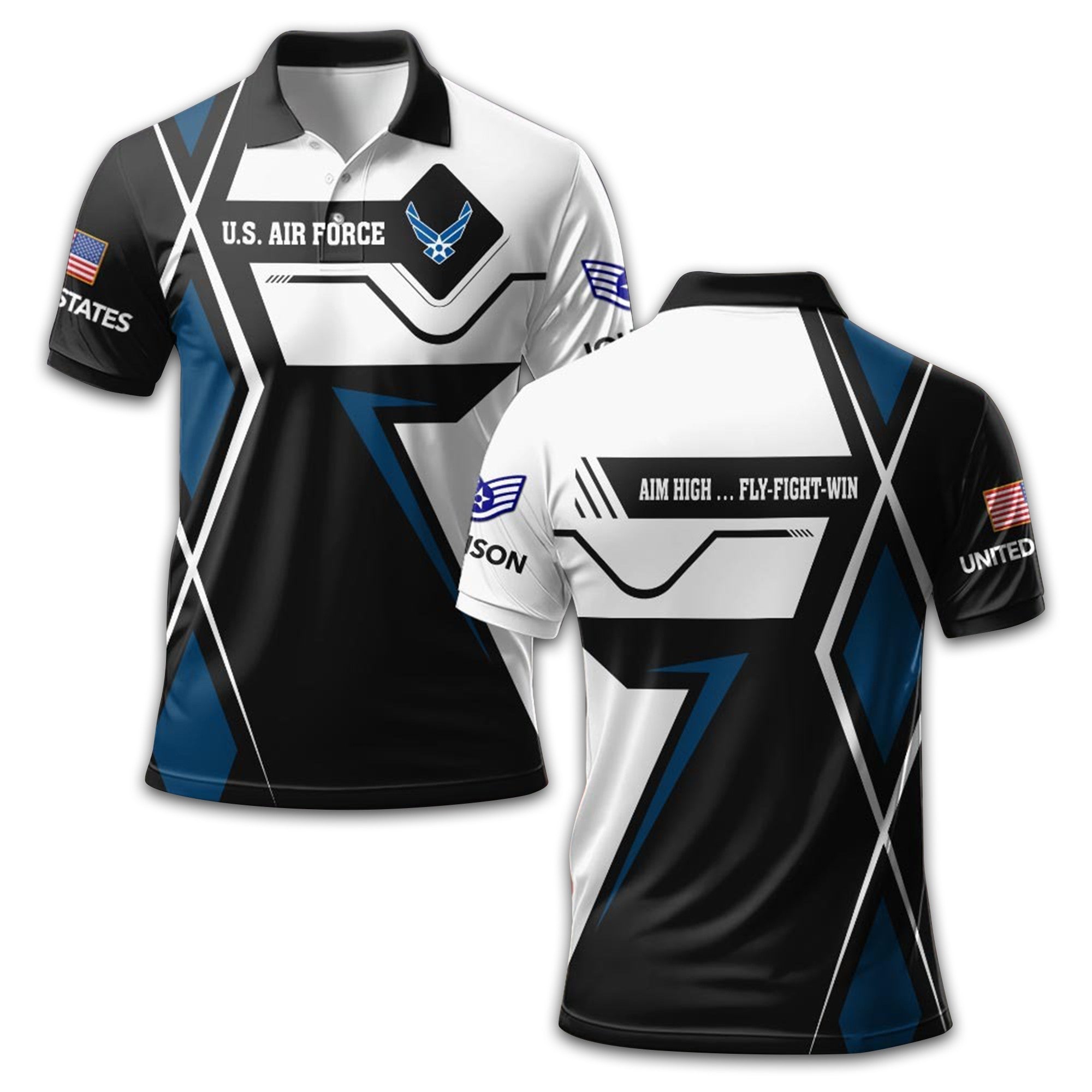 Unique Custom Name, Rank USAF Polo Shirt VPVC212104, Gifts For Air Force Veteran, Gifts For Dad, For Husband, Best Gifts On Father's Day, Independence Day, Veterans Day.