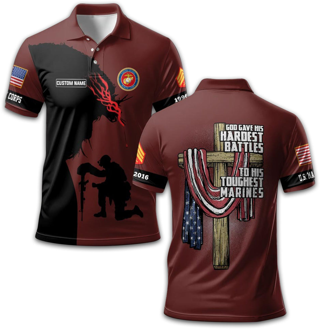 Premium Custom USMC Polo Shirt VPVC212203, Gifts For Marine Veteran, Gifts For Dad, For Husband, Best Gifts On Father's Day, Armed Forces Day, Independence Day, Veterans Day.