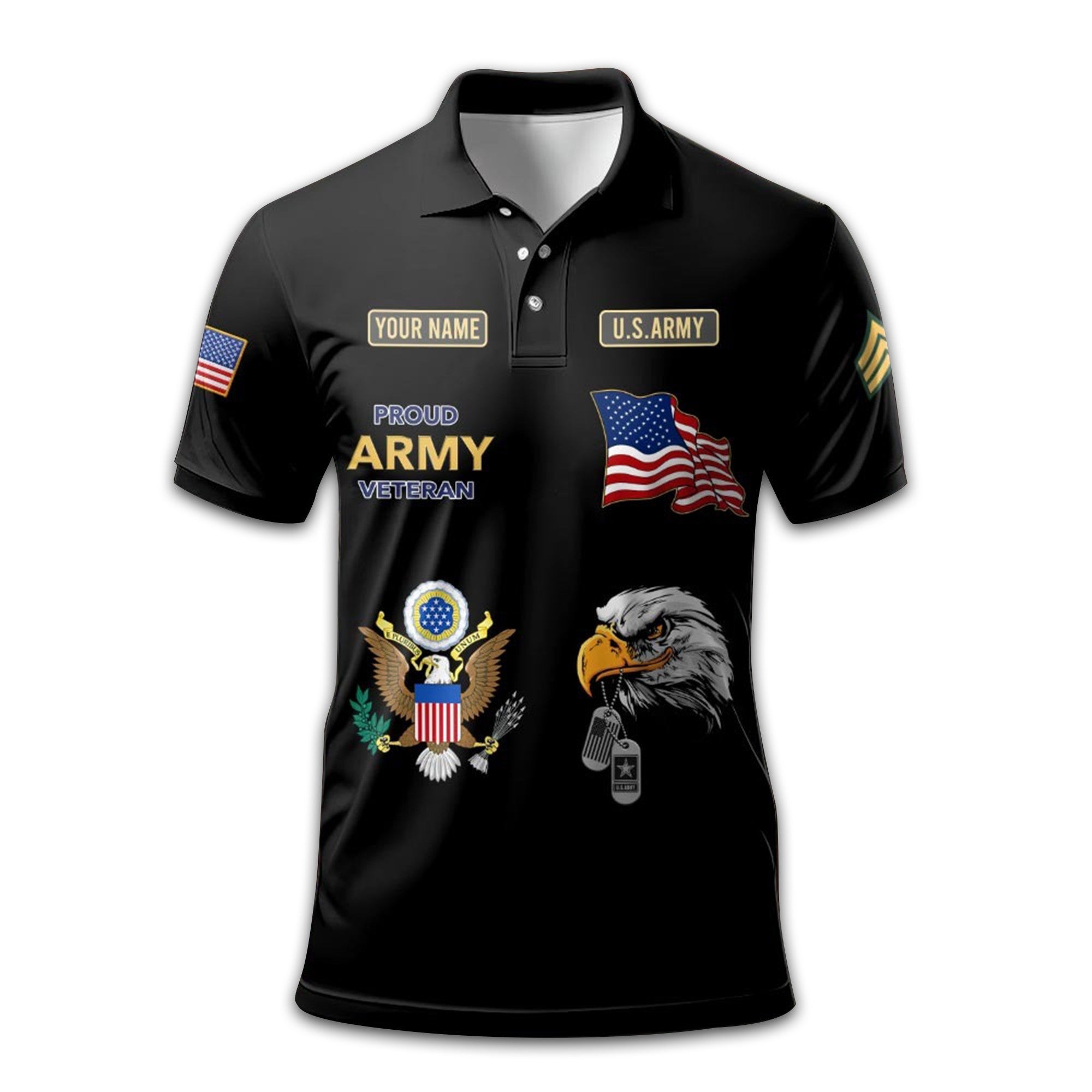 Premium US Army Polo Shirt VPVC212206, Custom Name, Rank Gifts For Army Veteran, Best Gifts On Father's Day, Armed Forces Day, Independence Day, Veterans Day.