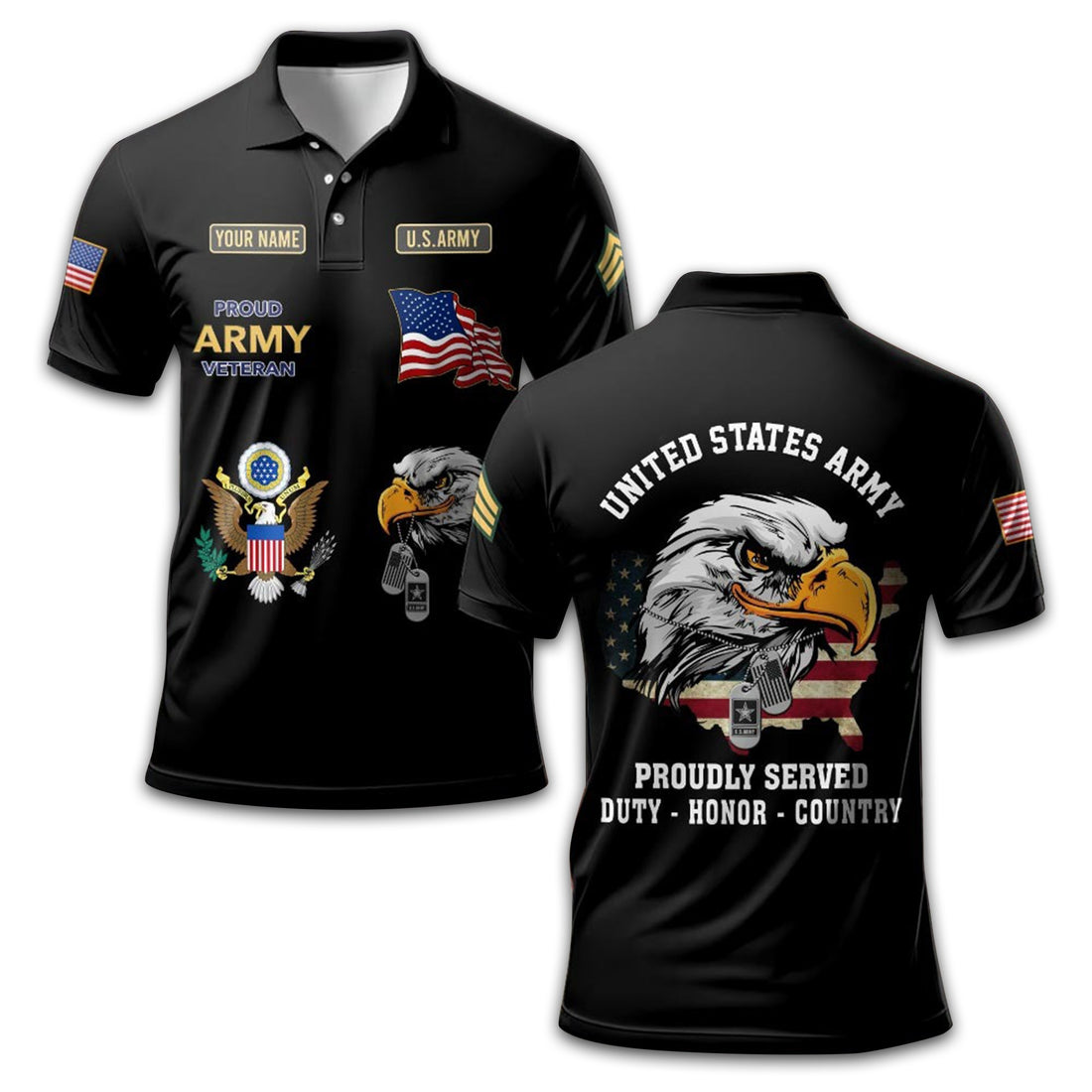 Premium US Army Polo Shirt VPVC212206, Custom Name, Rank Gifts For Army Veteran, Best Gifts On Father's Day, Armed Forces Day, Independence Day, Veterans Day.