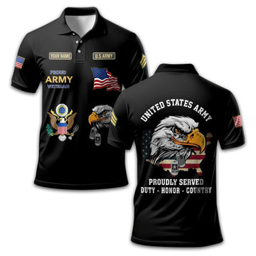 Premium US Army Polo Shirt VPVC212206, Custom Name, Rank Gifts For Army Veteran, Best Gifts On Father's Day, Armed Forces Day, Independence Day, Veterans Day.