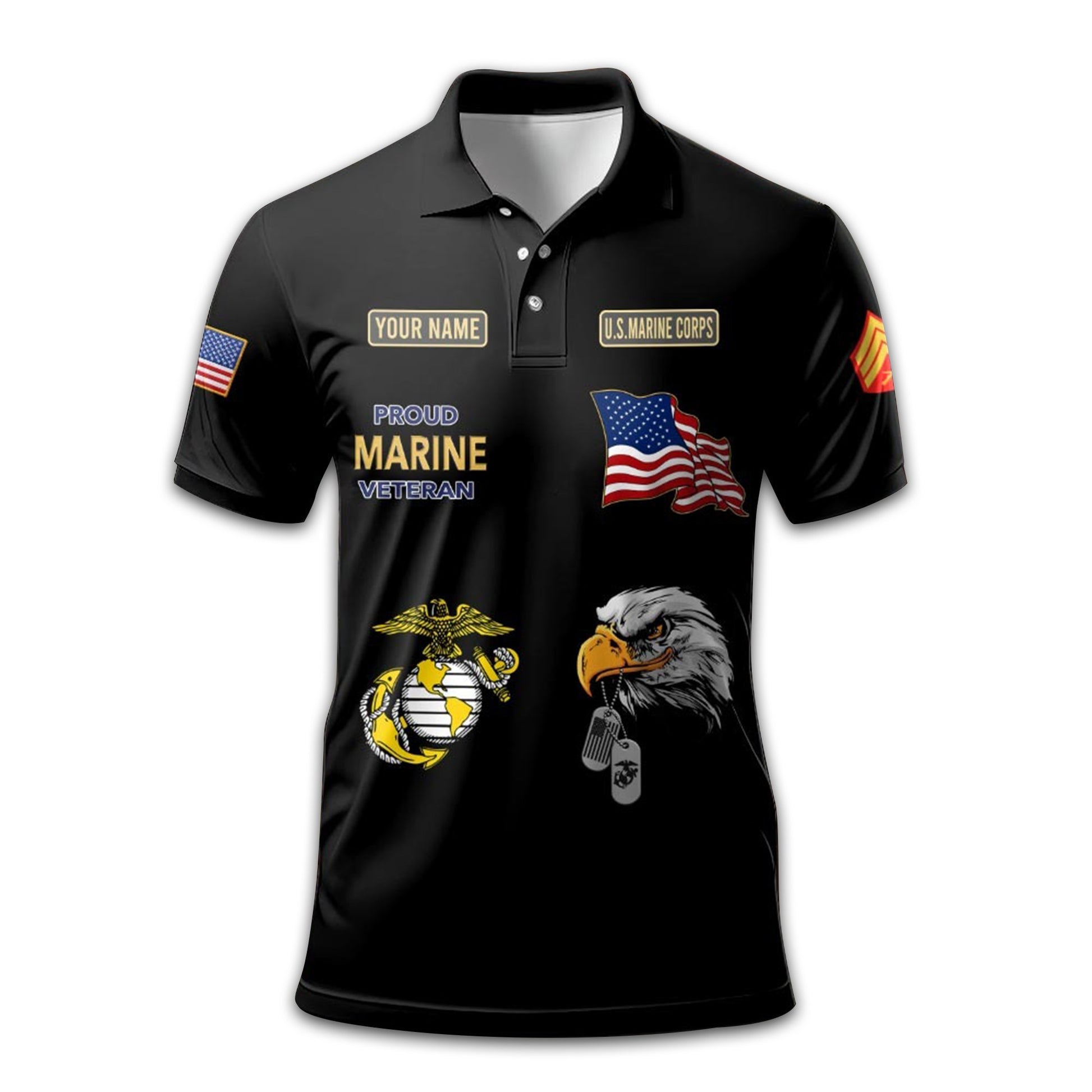 Premium USMC Polo Shirt VPVC212208, Custom Name, Rank Gifts For Marine Veteran, Best Gifts On Father's Day, Armed Forces Day, Independence Day, Veterans Day.