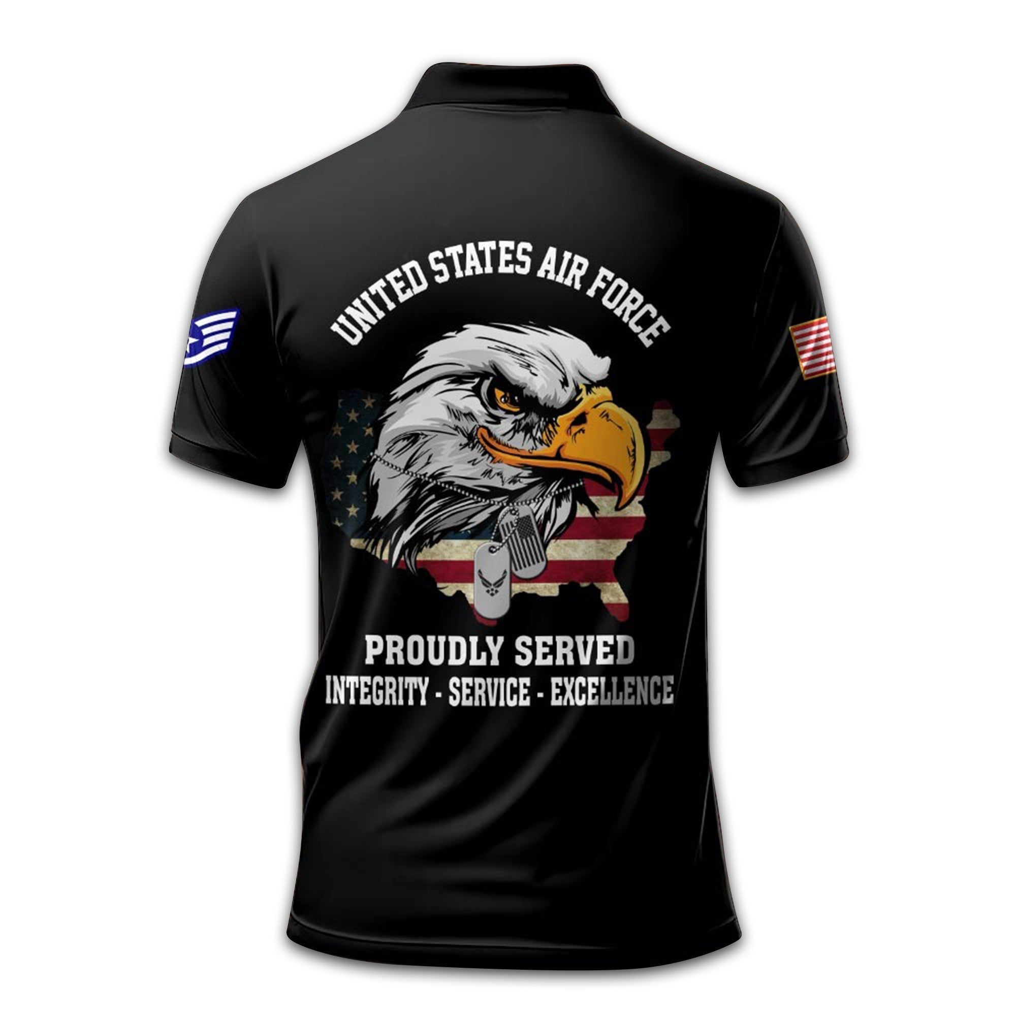 Premium USAF Polo Shirt VPVC212209, Custom Name, Rank Gifts For Air Force Veteran, Best Gifts On Father's Day, Armed Forces Day, Independence Day, Veterans Day.