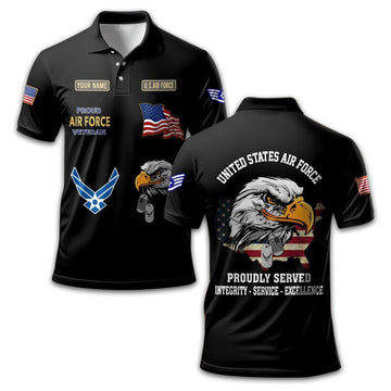 Premium USAF Polo Shirt VPVC212209, Custom Name, Rank Gifts For Air Force Veteran, Best Gifts On Father's Day, Armed Forces Day, Independence Day, Veterans Day.