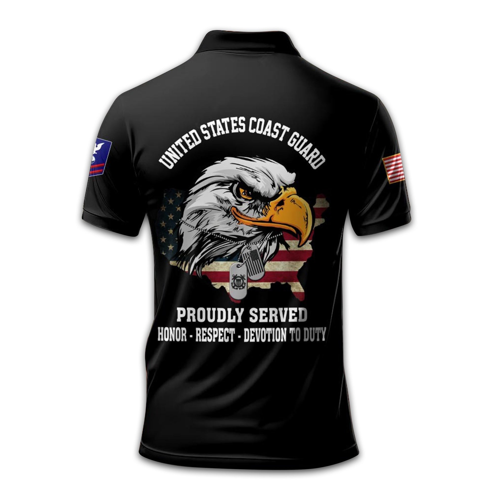 Premium USCG Polo Shirt VPVC212210, Custom Name, Rank Gifts For Coast Guard Veteran, Best Gifts On Father's Day, Armed Forces Day, Independence Day, Veterans Day.