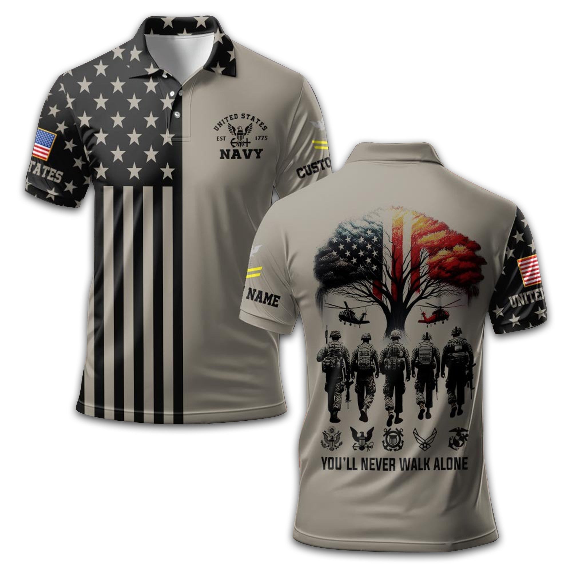 Premium Custom US Navy Polo Shirt VPVC212302, Gifts For Navy Veteran, Best Gifts On Father's Day, Armed Forces Day, Independence Day, Veterans Day.