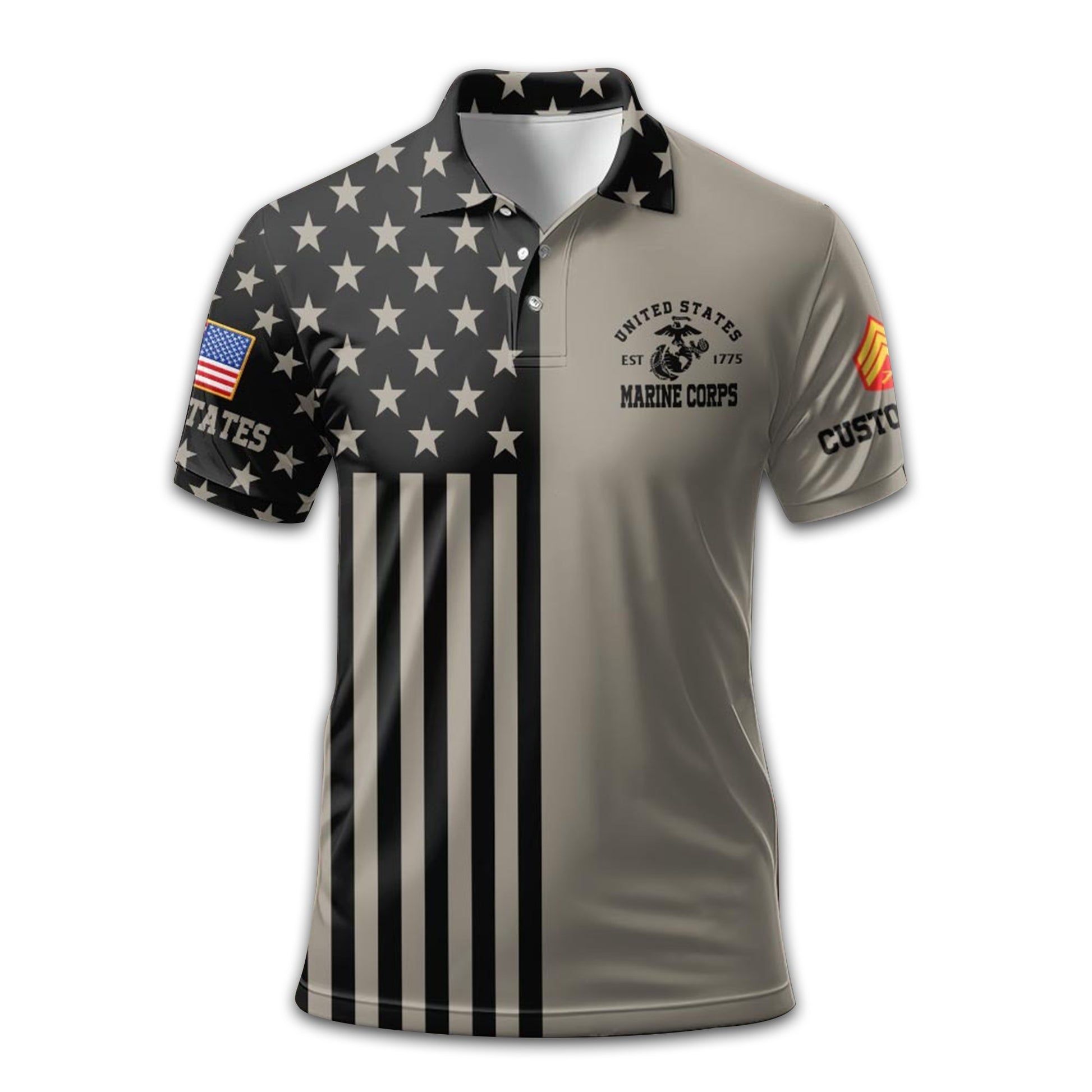 Premium Custom USMC Polo Shirt VPVC212303, Gifts For Marine Veteran, Best Gifts On Father's Day, Armed Forces Day, Independence Day, Veterans Day.