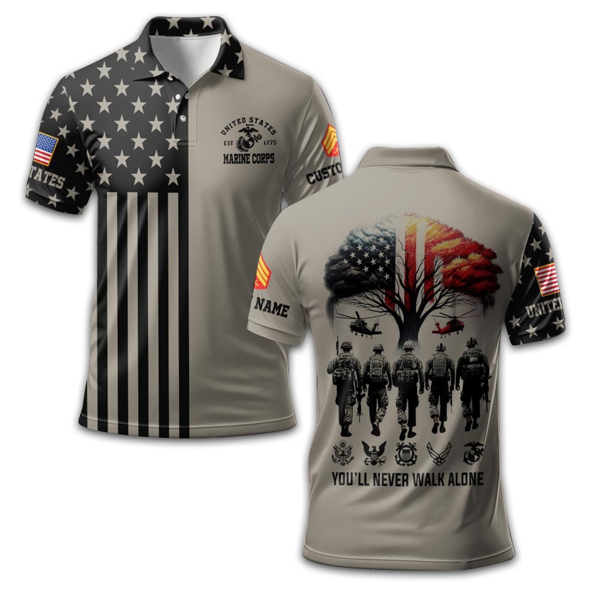 Premium Custom USMC Polo Shirt VPVC212303, Gifts For Marine Veteran, Best Gifts On Father's Day, Armed Forces Day, Independence Day, Veterans Day.