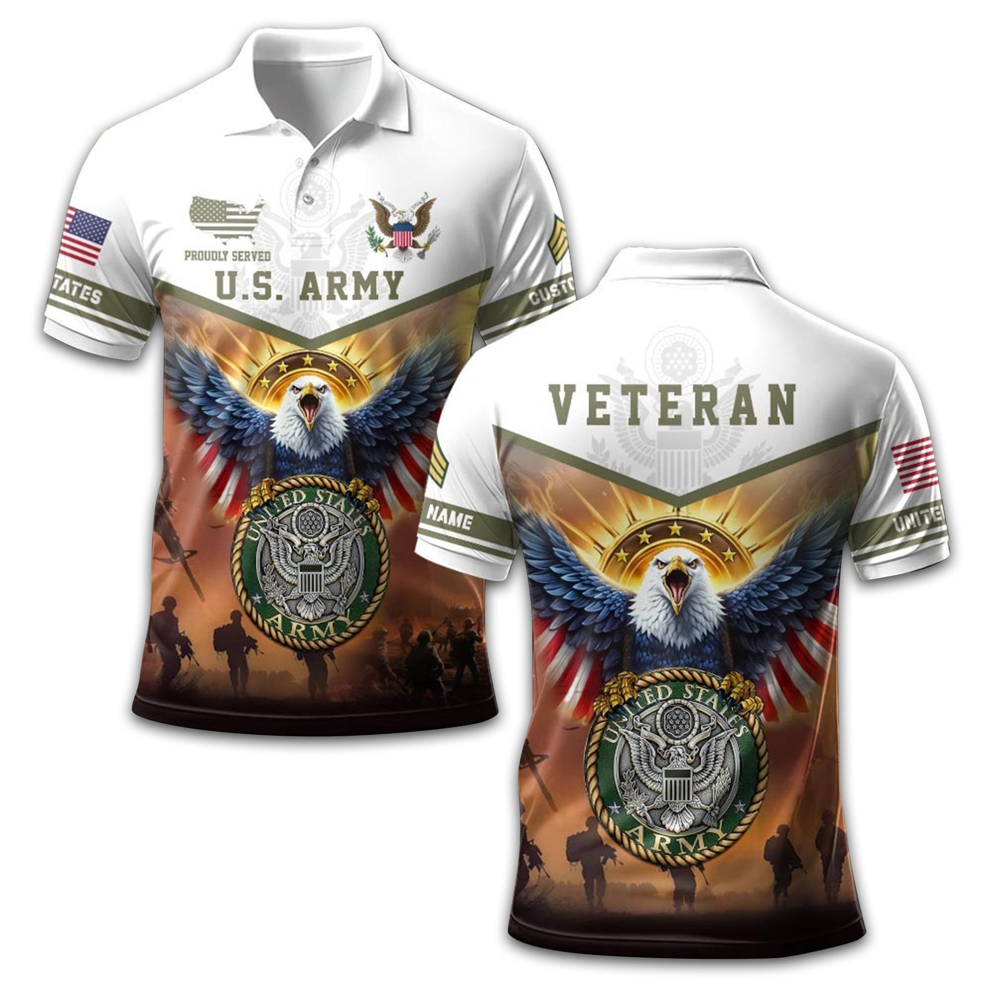 Unique Custom Name, Rank US Army Polo Shirt VPVC212306, Gifts For Army Veteran, Gifts For Dad, For Husband, Best Gifts On Father's Day, Independence Day, Veterans Day.