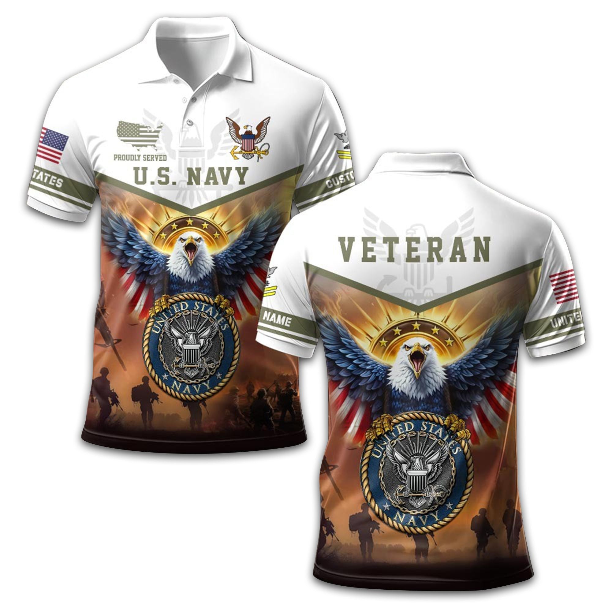 Unique Custom Name, Rank US Navy Polo Shirt VPVC212307, Gifts For Navy Veteran, Gifts For Dad, For Husband, Best Gifts On Father's Day, Independence Day, Veterans Day.