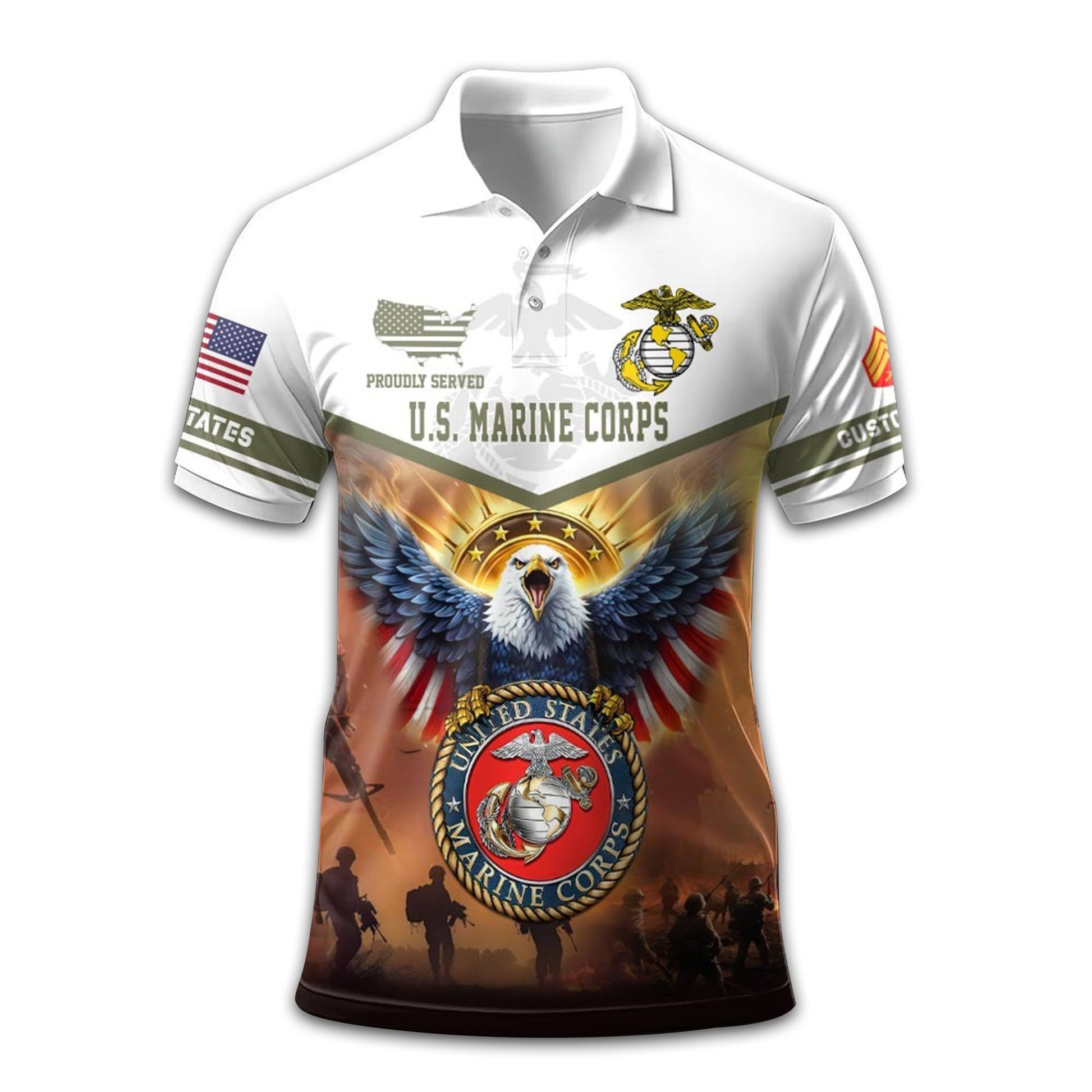 Unique Custom Name, Rank USMC Polo Shirt VPVC212308, Gifts For Marine Veteran, Gifts For Dad, For Husband, Best Gifts On Father's Day, Independence Day, Veterans Day.