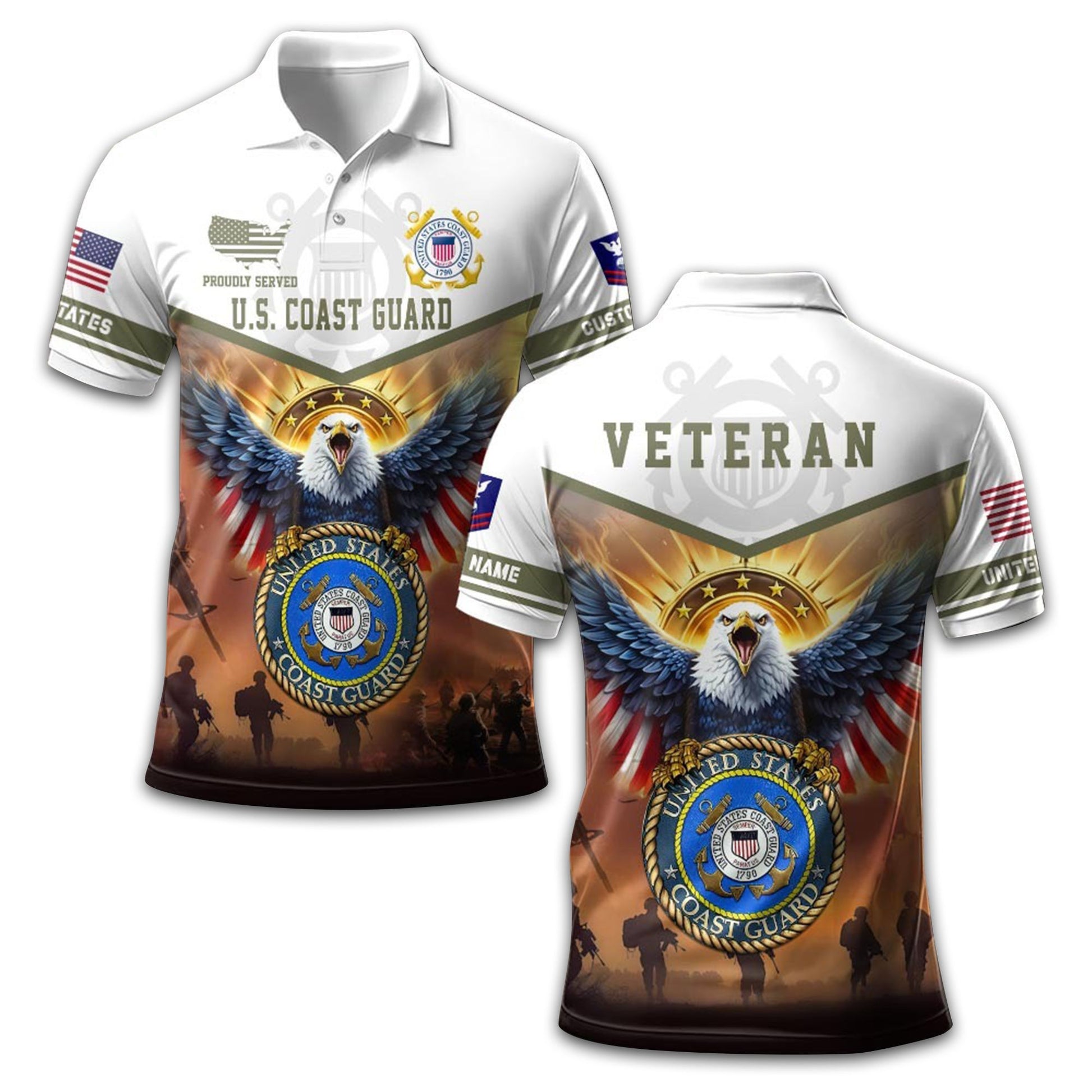Unique Custom Name, Rank USCG Polo Shirt VPVC212310, Gifts For Coast Guard Veteran, Gifts For Dad, For Husband, Best Gifts On Father's Day, Independence Day, Veterans Day.