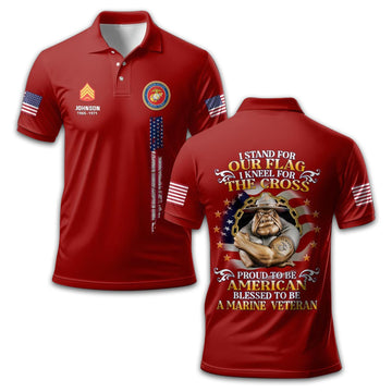 Premium Custom USMC Polo Shirt VPVC212408, Gifts For Marine Veteran, Gifts For Dad, For Husband, Best Gifts On Father's Day, Armed Forces Day, Independence Day, Veterans Day.