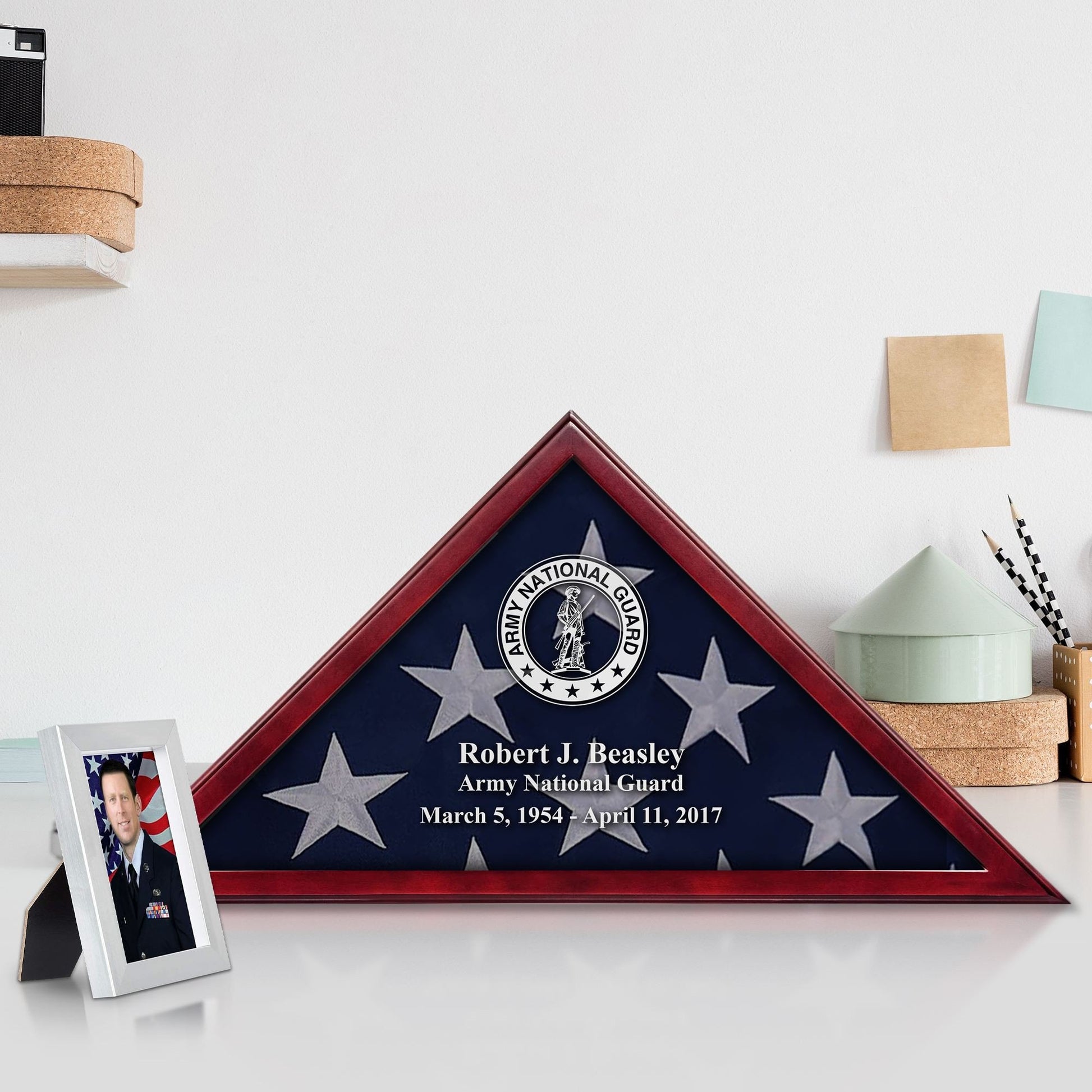 Premium Personalized Flag Case BPVC250201, Flag Box for American Veteran Flag 9.5 X 5 Feet, Flag Display Case for Burial, Flag Wall Mounted, Flag to Display Folded