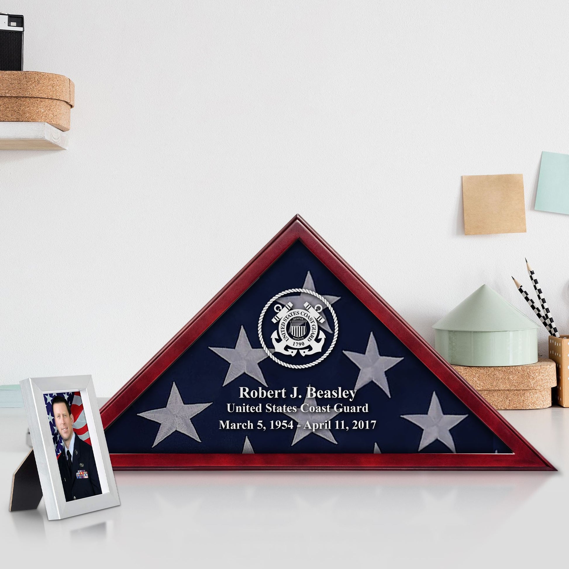 Premium Personalized Flag Case BPVC250201, Flag Box for American Veteran Flag 9.5 X 5 Feet, Flag Display Case for Burial, Flag Wall Mounted, Flag to Display Folded