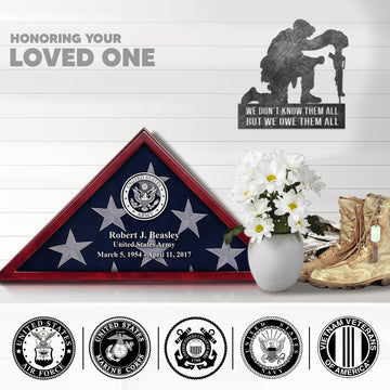 Premium Personalized Flag Case BPVC250201, Flag Box for American Veteran Flag 9.5 X 5 Feet, Flag Display Case for Burial, Flag Wall Mounted, Flag to Display Folded