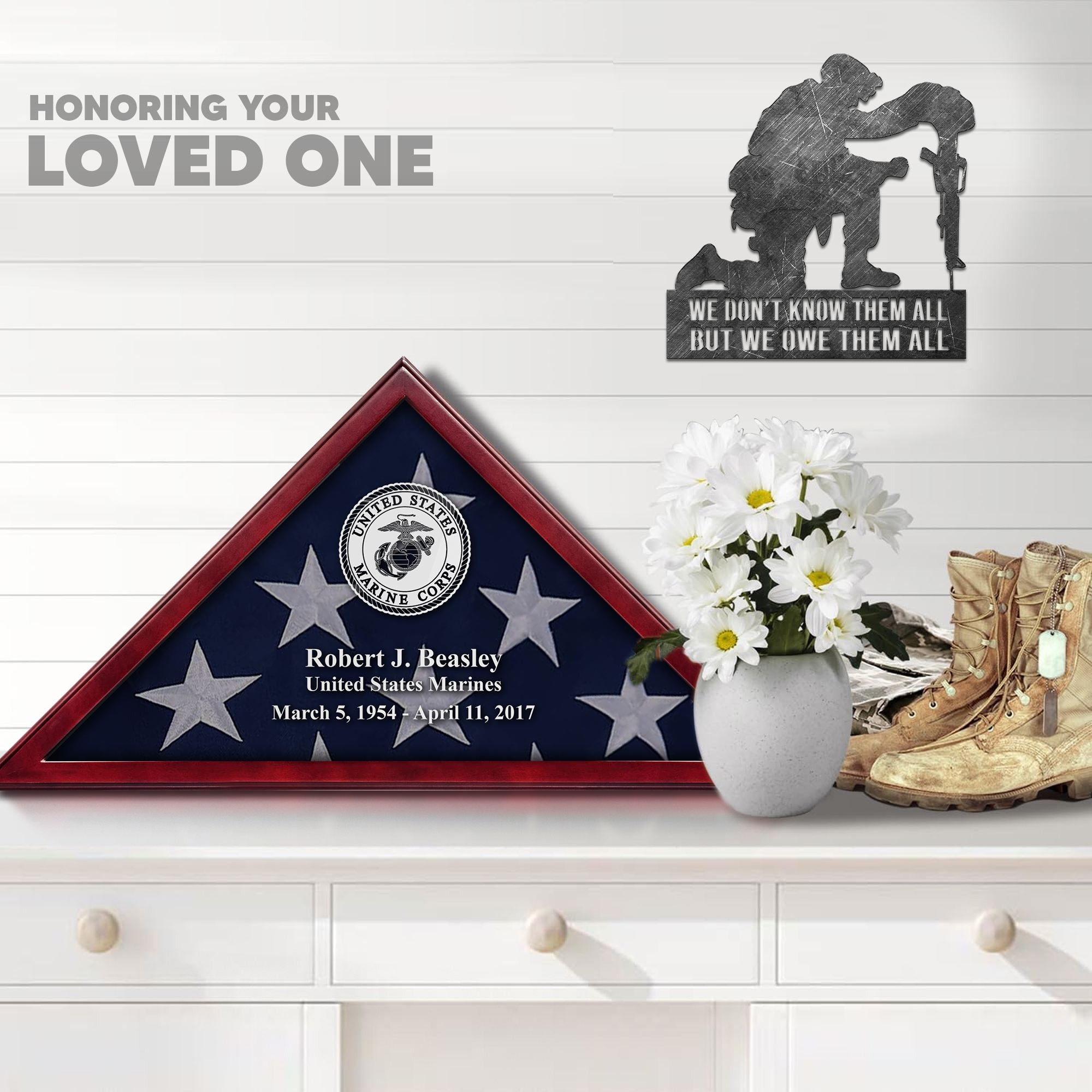 Premium Personalized Flag Case BPVC250201, Flag Box for American Veteran Flag 9.5 X 5 Feet, Flag Display Case for Burial, Flag Wall Mounted, Flag to Display Folded