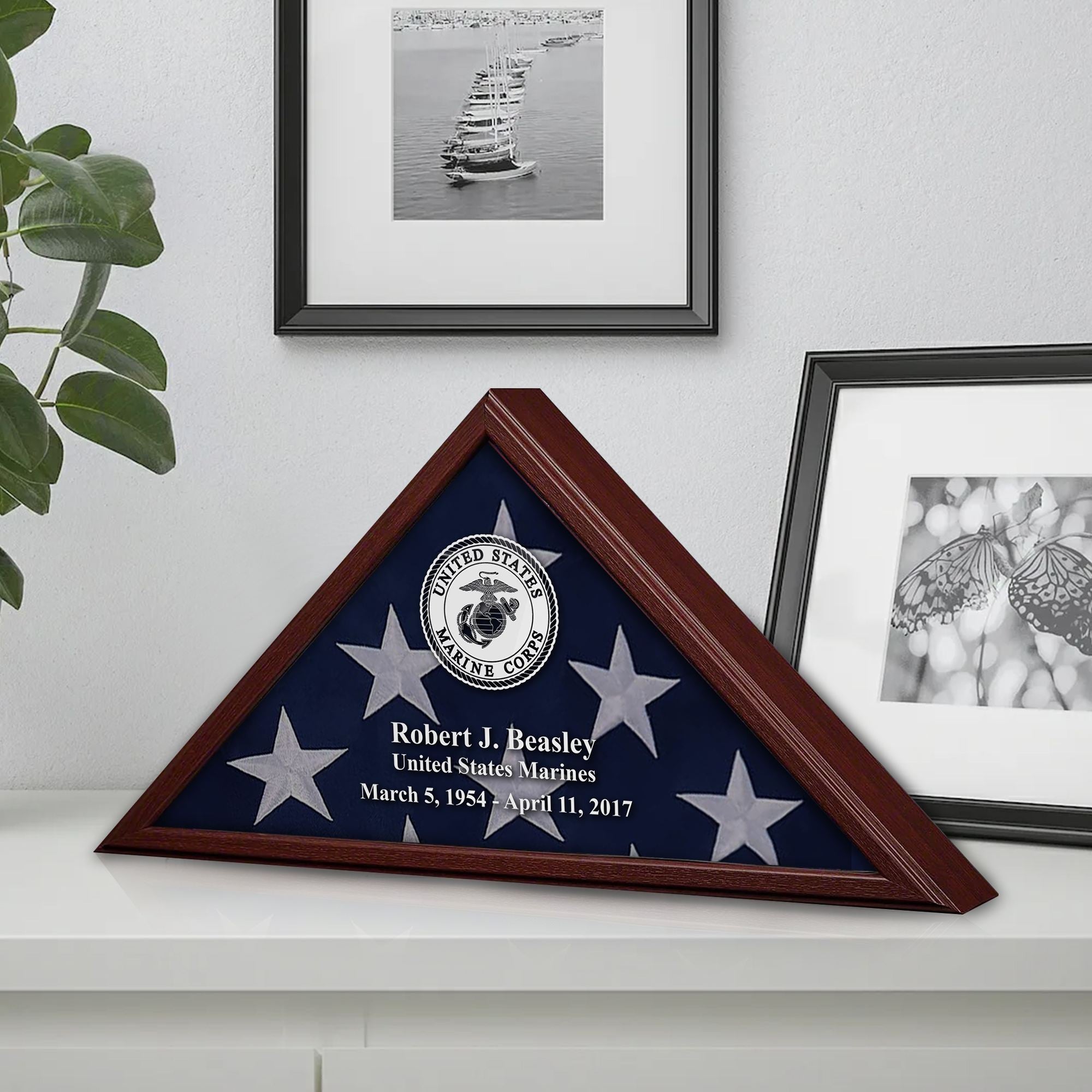 Premium Personalized Flag Case BPVC250201, Flag Box for American Veteran Flag 9.5 X 5 Feet, Flag Display Case for Burial, Flag Wall Mounted, Flag to Display Folded