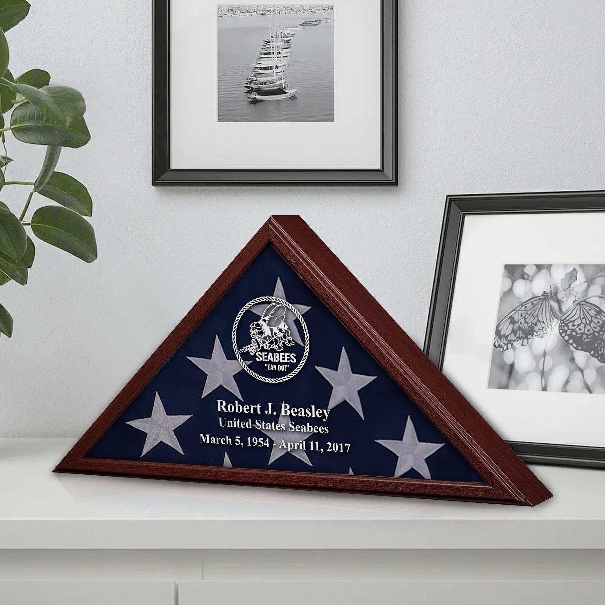 Premium Personalized Flag Case BPVC250201, Flag Box for American Veteran Flag 9.5 X 5 Feet, Flag Display Case for Burial, Flag Wall Mounted, Flag to Display Folded