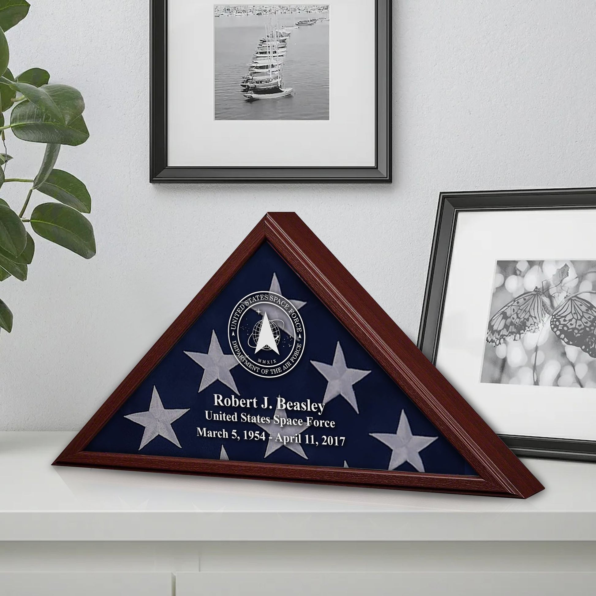 Premium Personalized Flag Case BPVC250201, Flag Box for American Veteran Flag 9.5 X 5 Feet, Flag Display Case for Burial, Flag Wall Mounted, Flag to Display Folded