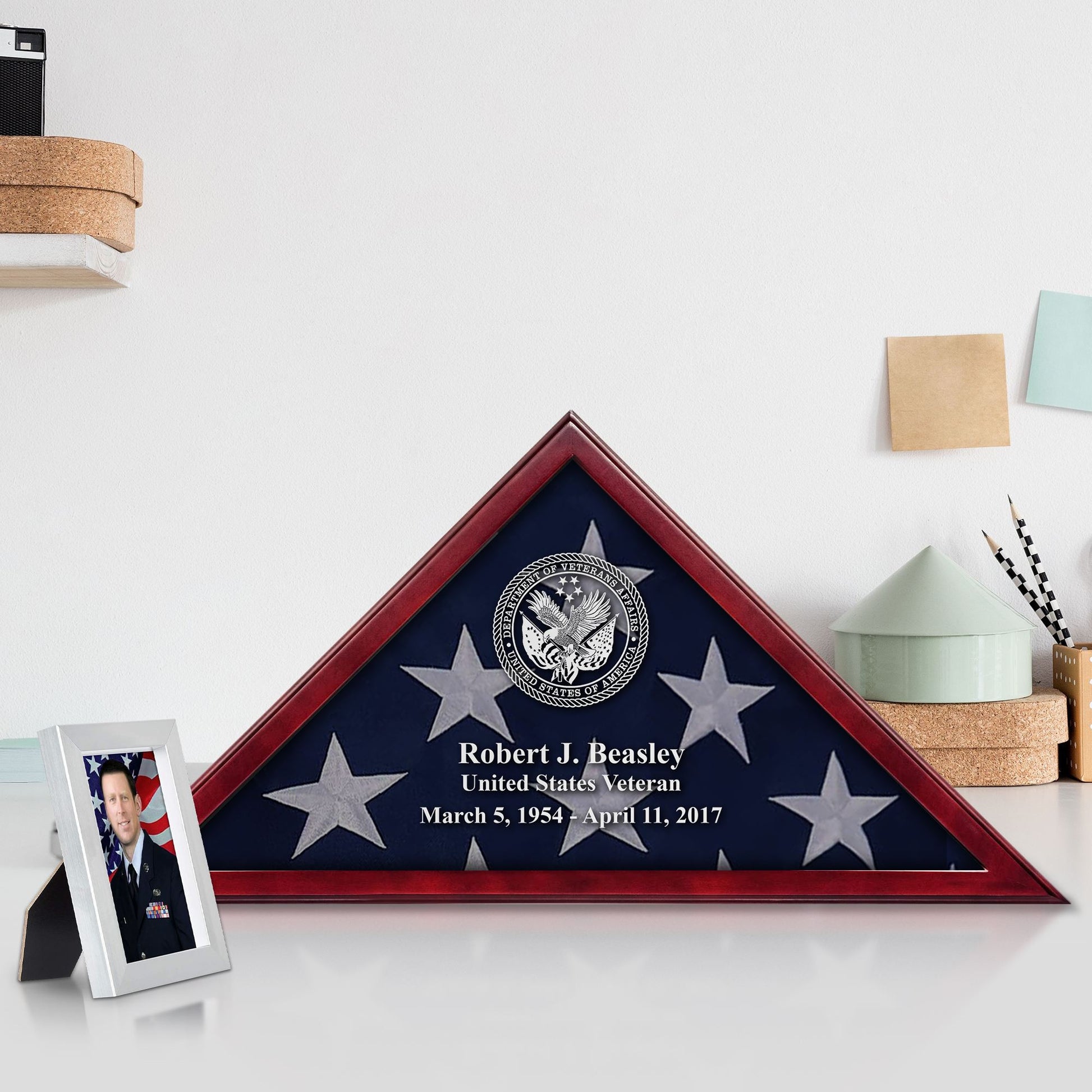 Premium Personalized Flag Case BPVC250201, Flag Box for American Veteran Flag 9.5 X 5 Feet, Flag Display Case for Burial, Flag Wall Mounted, Flag to Display Folded