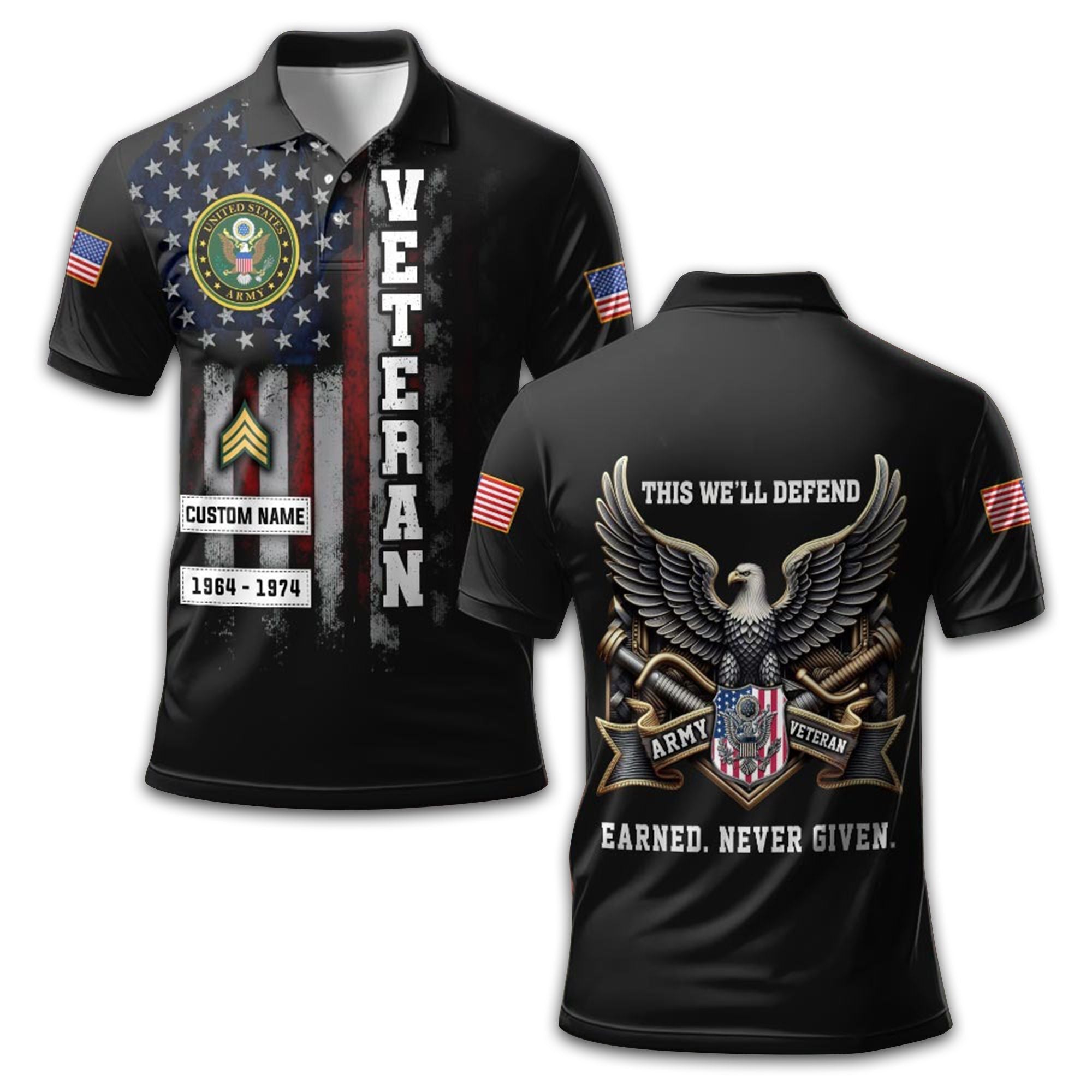 Premium US Army Polo Shirt VPVC212206, Custom Name, Year Rank Gifts For Army Veteran, Best Gifts On Father's Day, Armed Forces Day, Independence Day, Veterans Day.
