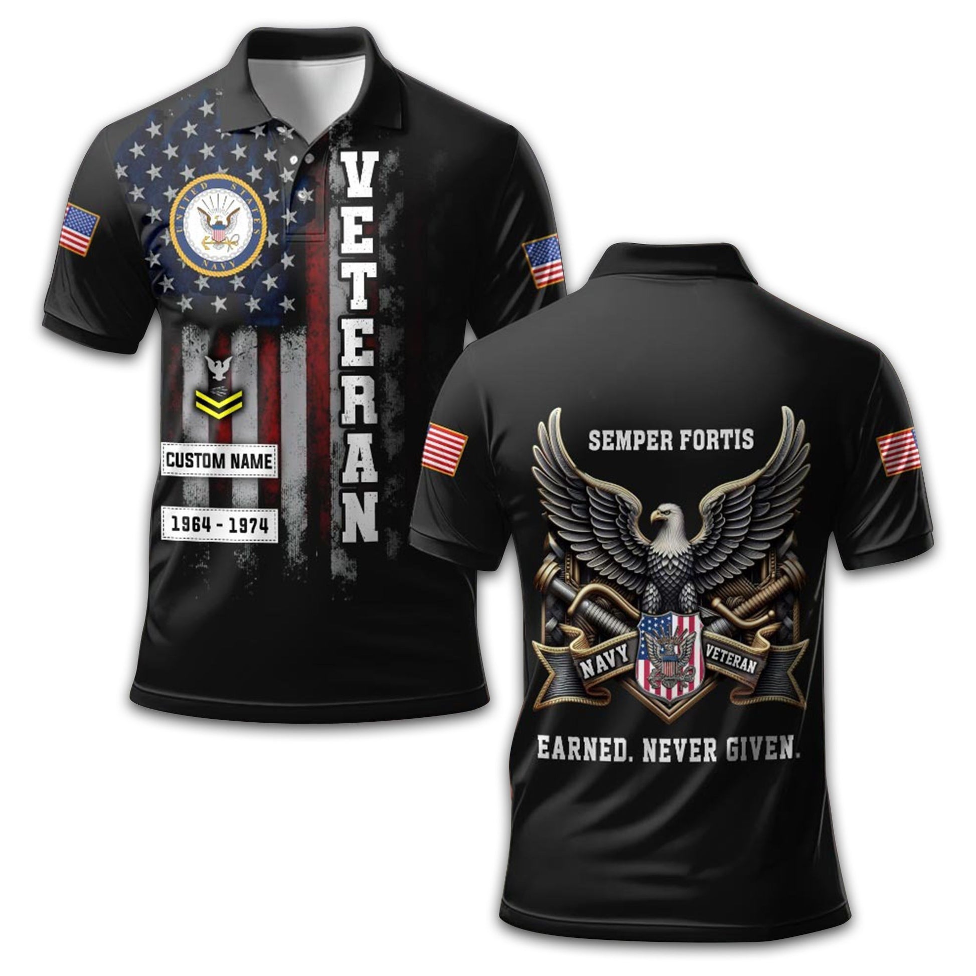 Premium US Navy Polo Shirt VPVC212502, Custom Name, Rank Year Gifts For Navy Veteran, Best Gifts On Father's Day, Armed Forces Day, Independence Day, Veterans Day.