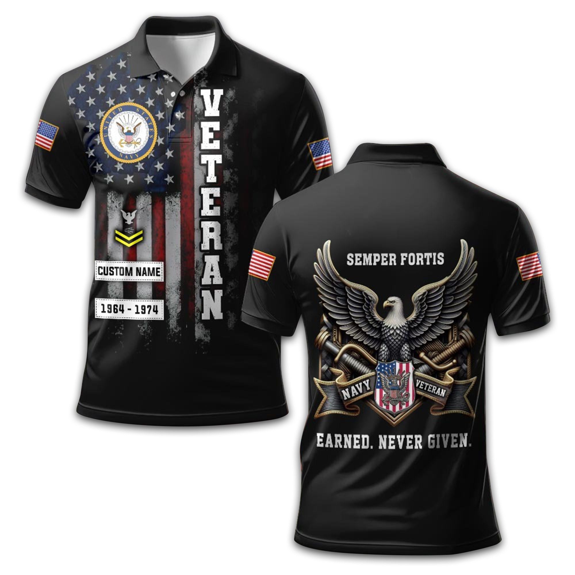 Premium US Navy Polo Shirt VPVC212502, Custom Name, Rank Year Gifts For Navy Veteran, Best Gifts On Father's Day, Armed Forces Day, Independence Day, Veterans Day.