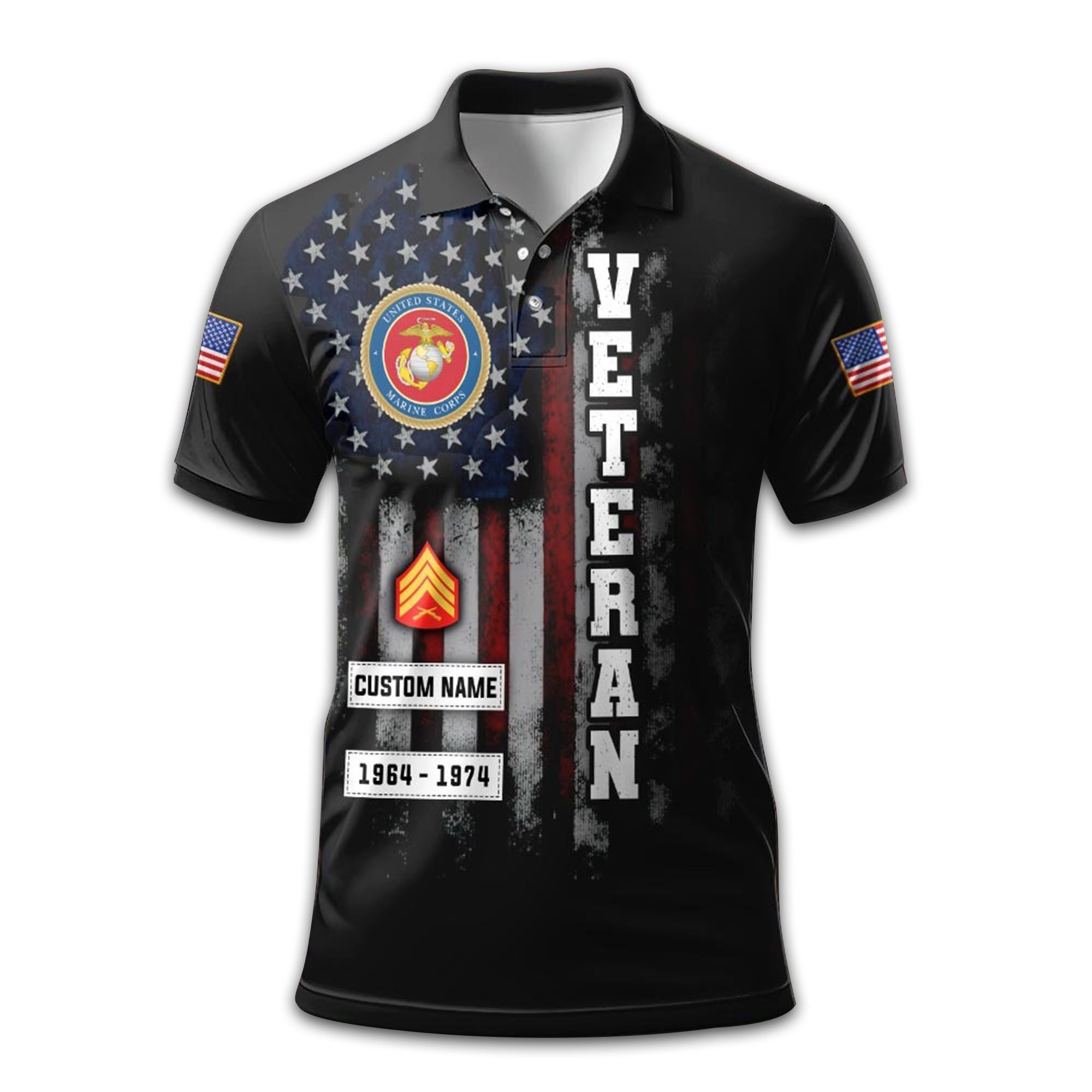 Premium USMC Polo Shirt VPVC212503, Custom Name, Rank, Year Gifts For Marine Veteran, Best Gifts On Father's Day, Armed Forces Day, Independence Day, Veterans Day.