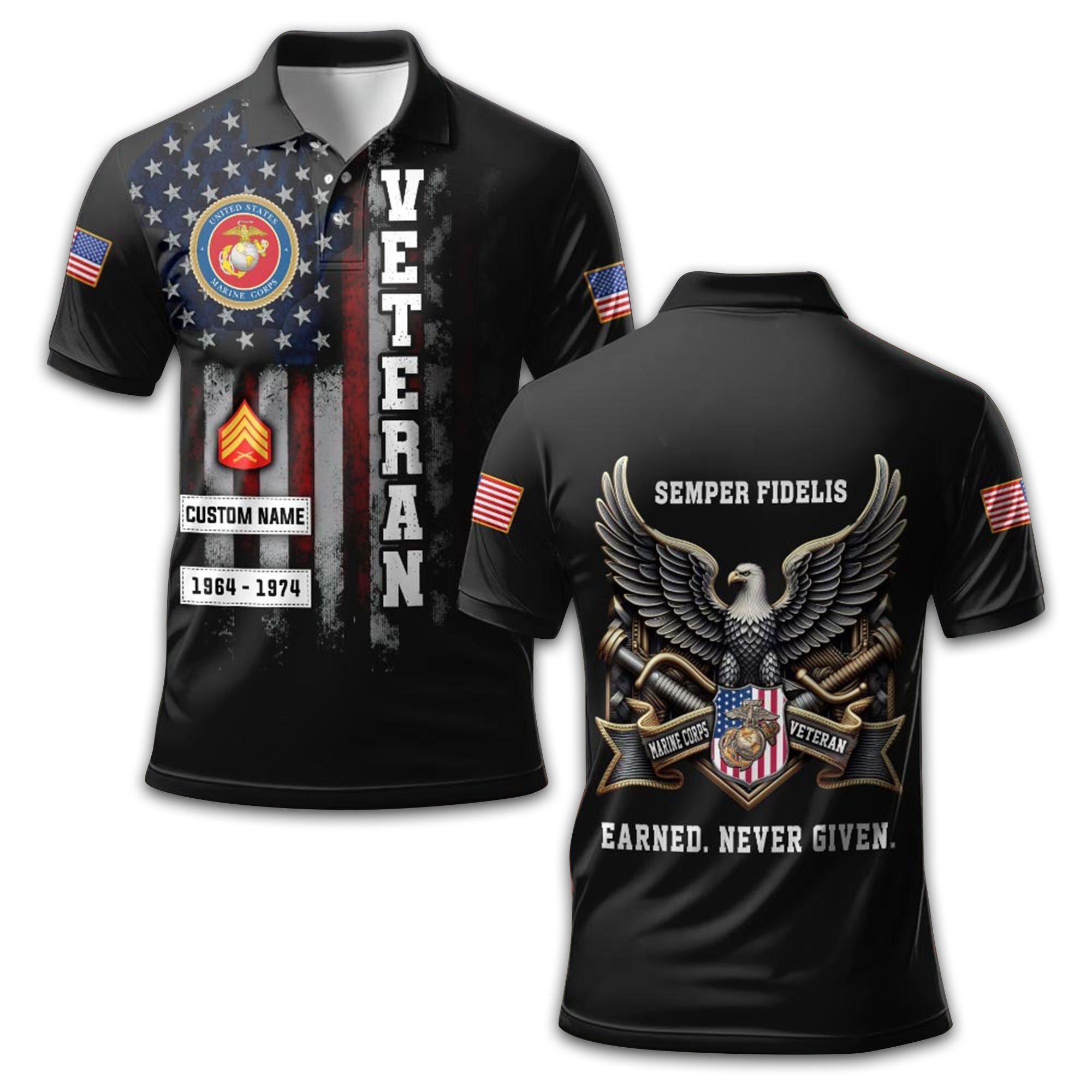 Premium USMC Polo Shirt VPVC212503, Custom Name, Rank, Year Gifts For Marine Veteran, Best Gifts On Father's Day, Armed Forces Day, Independence Day, Veterans Day.