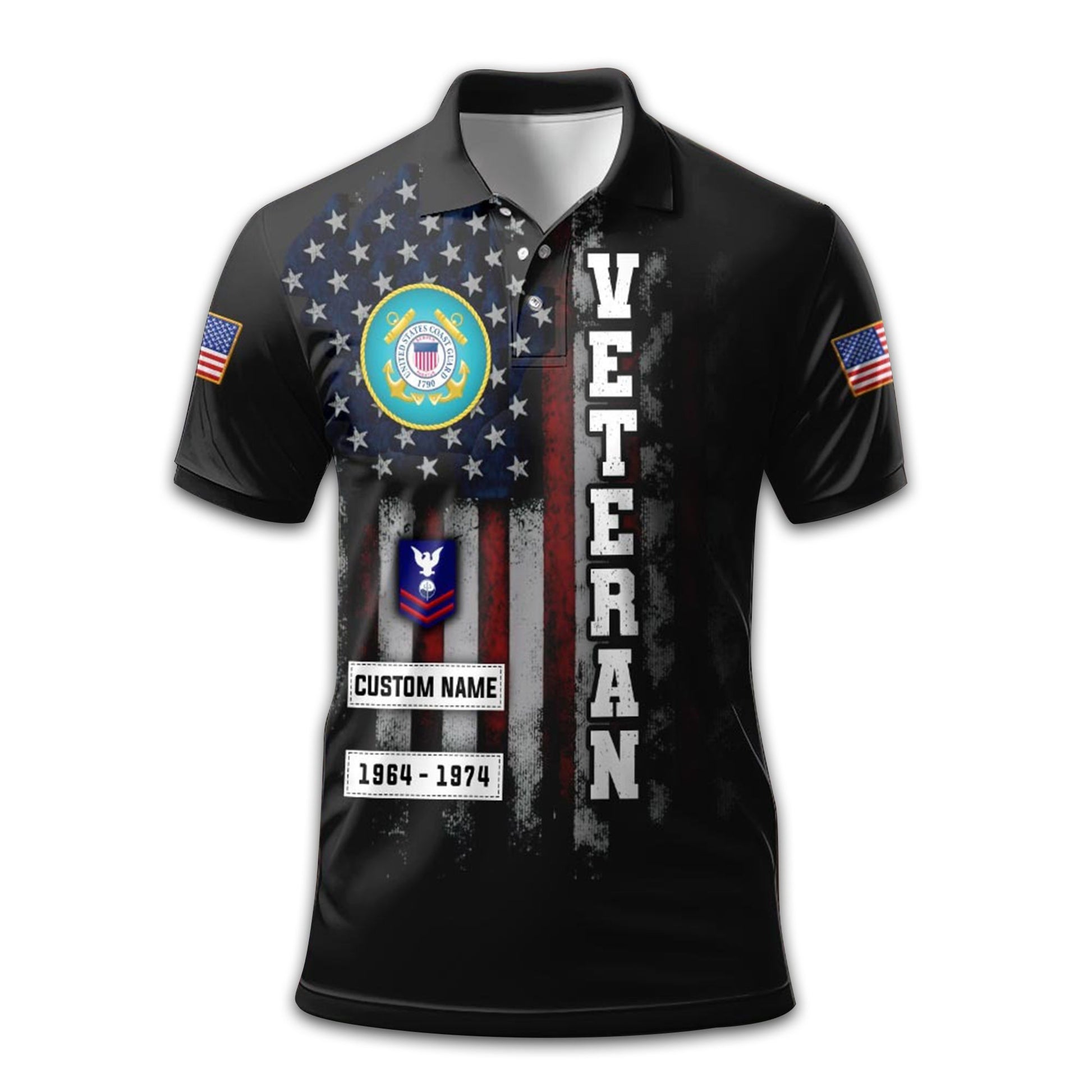 Premium USCG Polo Shirt VPVC212210, Custom Name, Rank, Year Gifts For Coast Guard Veteran, Best Gifts On Father's Day, Armed Forces Day, Independence Day, Veterans Day.