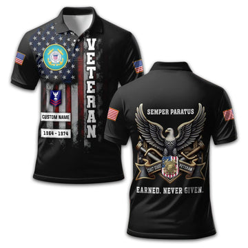 Premium USCG Polo Shirt VPVC212210, Custom Name, Rank, Year Gifts For Coast Guard Veteran, Best Gifts On Father's Day, Armed Forces Day, Independence Day, Veterans Day.