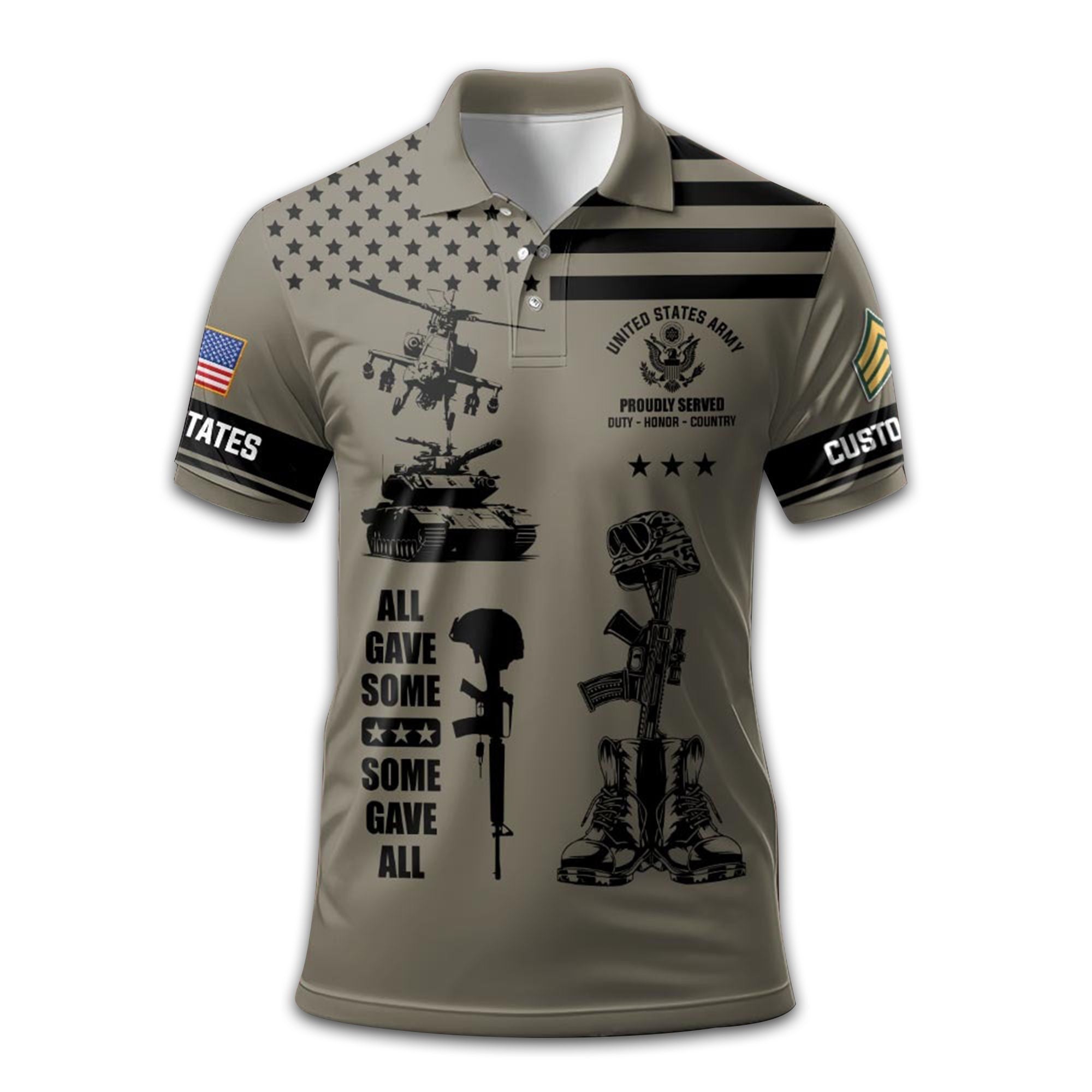 Premium Custom US Army Polo Shirt VPVC212506, Gifts For Army Veteran, Best Gifts On Father's Day, Armed Forces Day, Independence Day, Veterans Day.