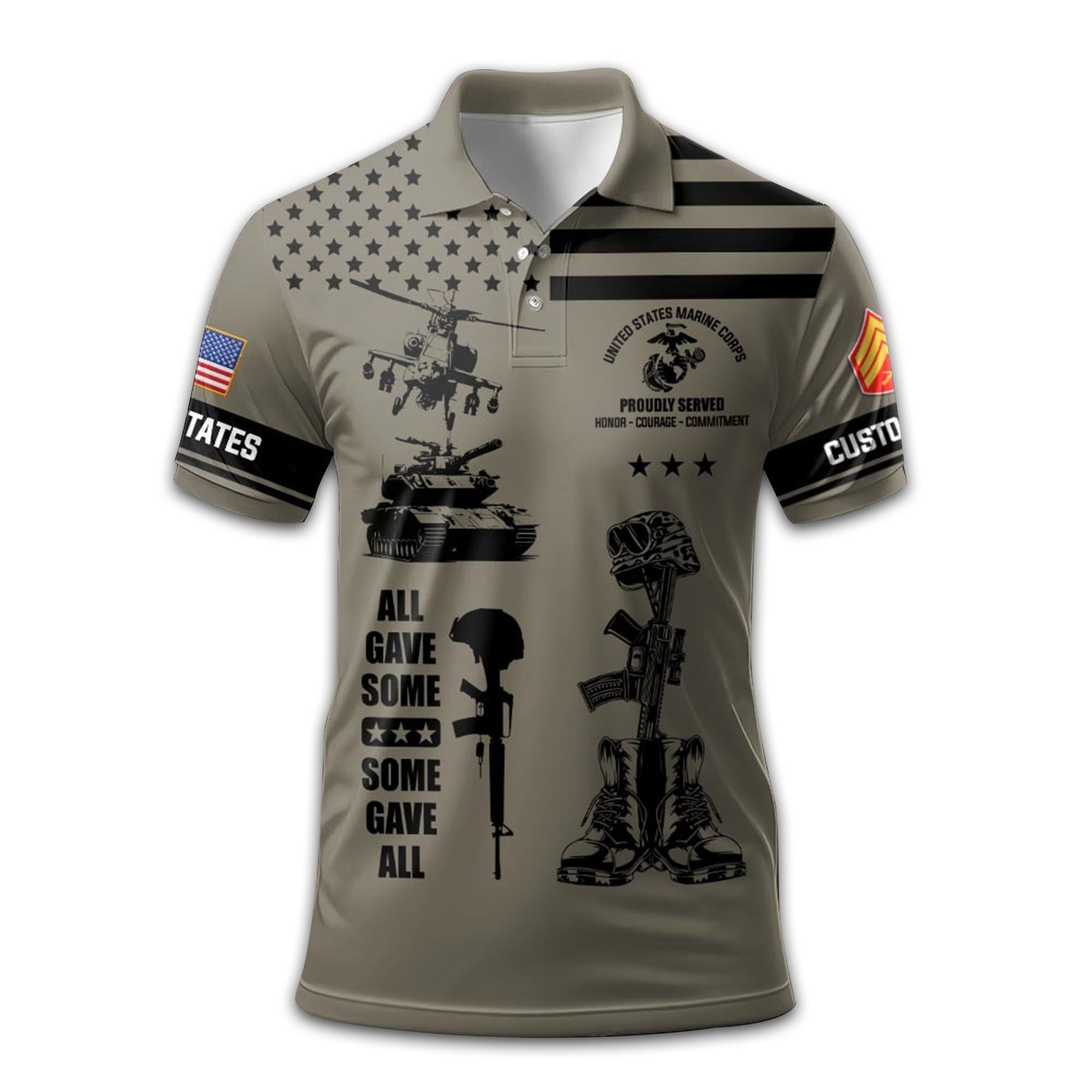 Premium Custom USMC Polo Shirt VPVC212508, Gifts For Marine Veteran, Best Gifts On Father's Day, Armed Forces Day, Independence Day, Veterans Day.